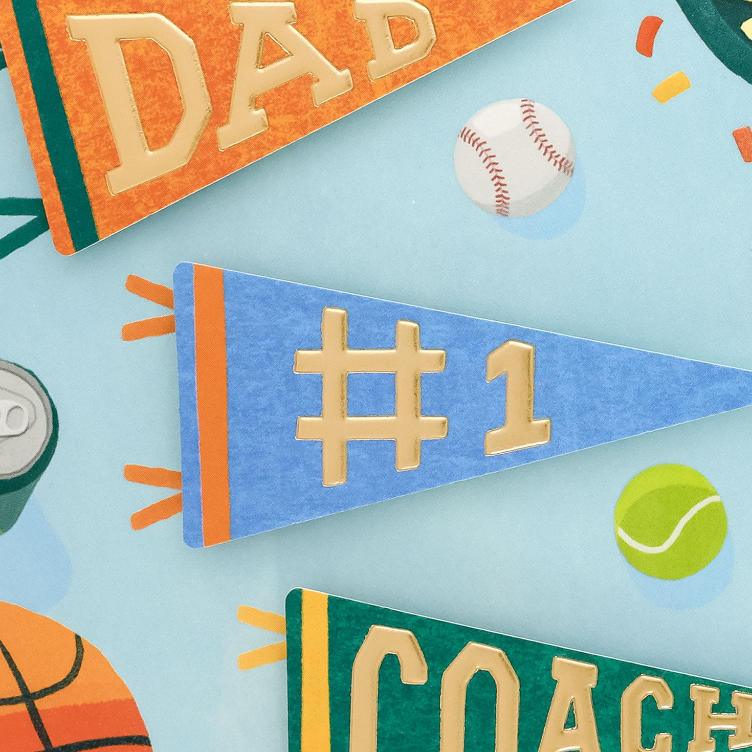 Sports Banners, Balls and Food Dad Father's Day Card Card Front Detail image number 5