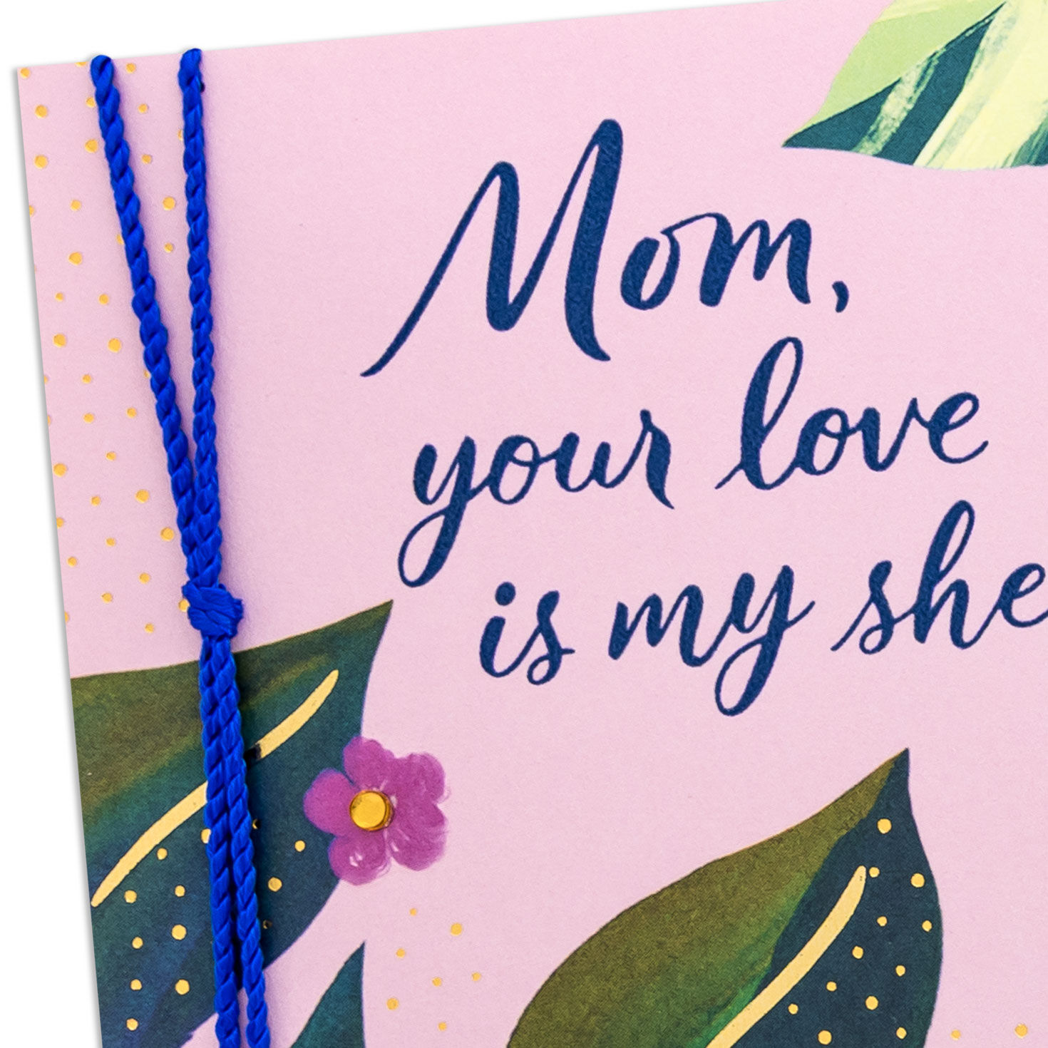 Tropical Leaves on Pink Mom Mother's Day Card Card Front Detail image number 5