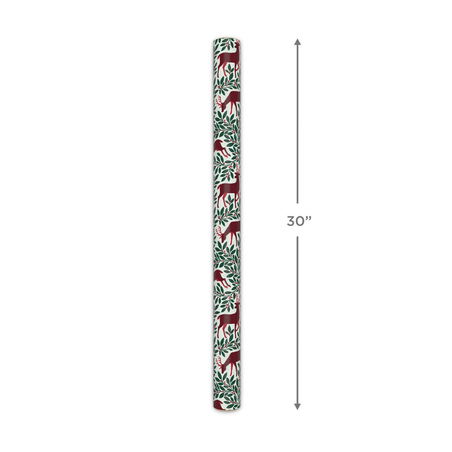 Red Deer and Green Foliage Holiday Gift Wrap Roll measurement image number 5