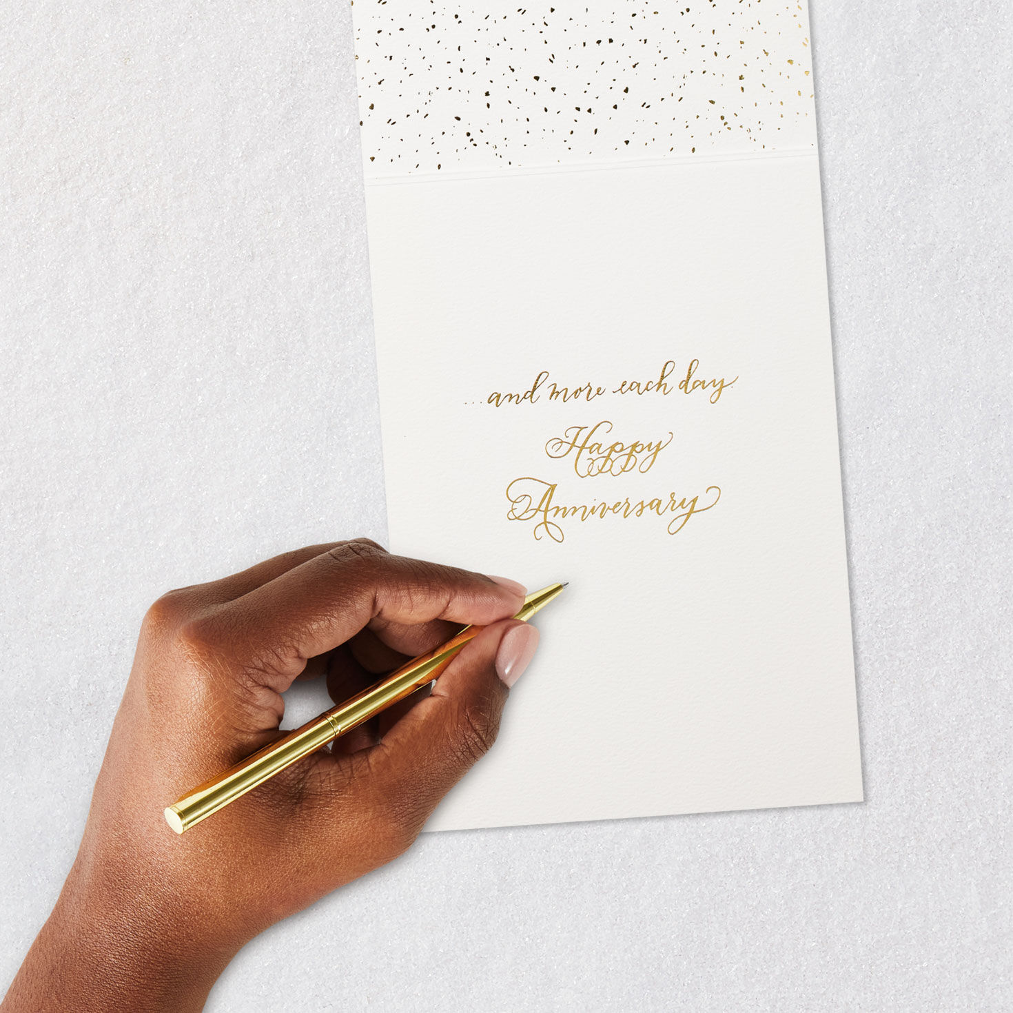Wood and Gold Calligraphy Anniversary Card Signing card image number 6