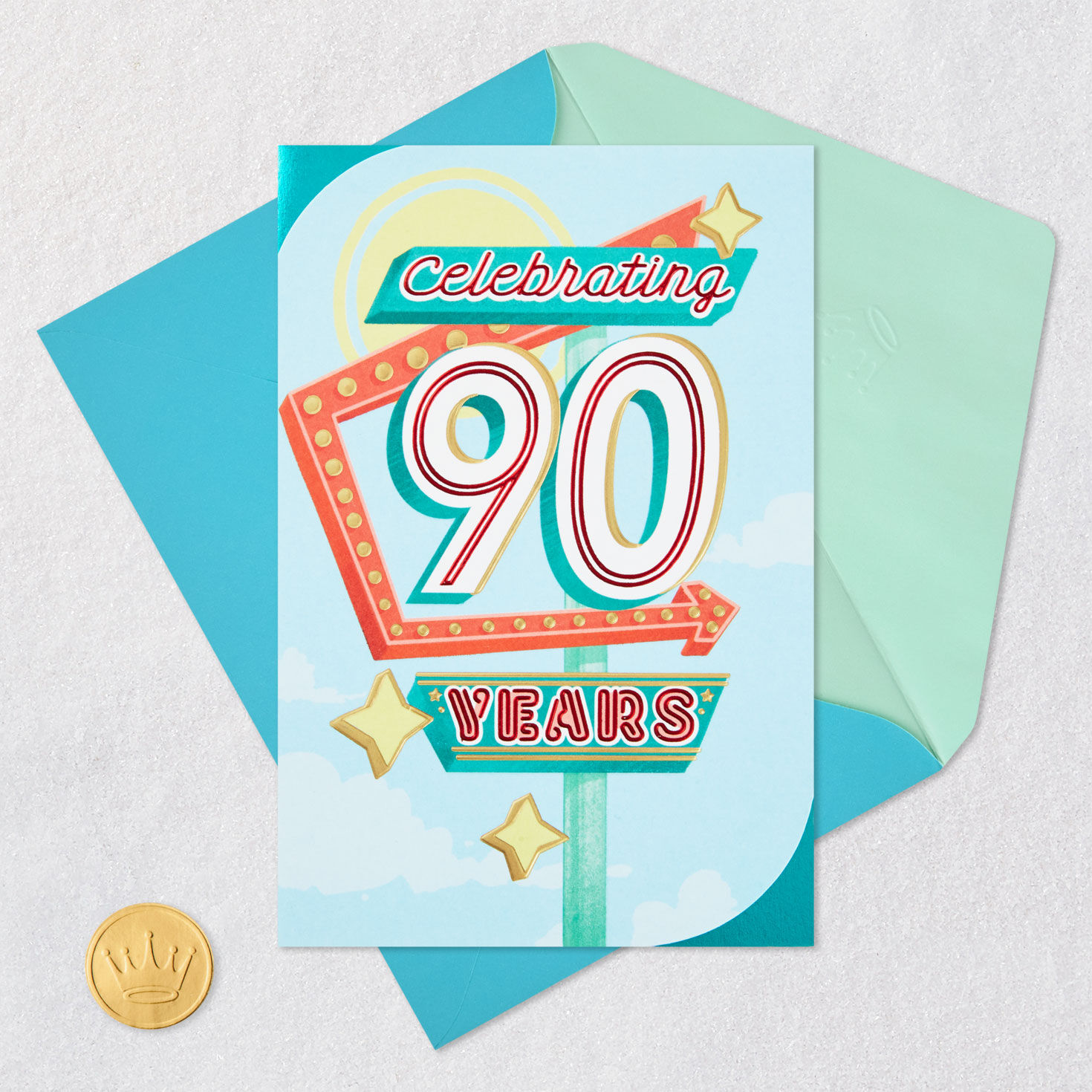 Retro Diner Sign Birthday Card Card Front with Envelope and Gold Seal image number 6