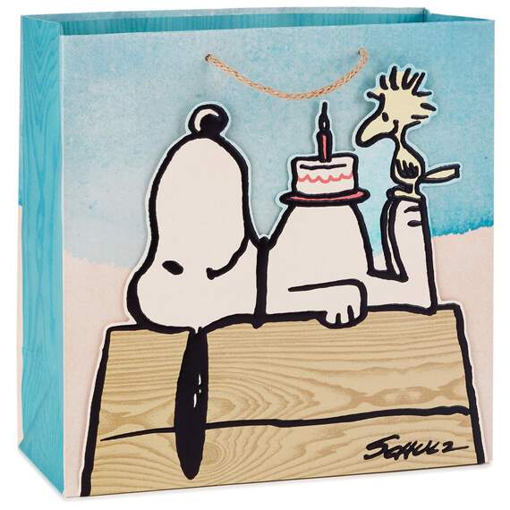 Peanuts® Snoopy With Birthday Cake Large Square Bag, 10.5", , large image number 1