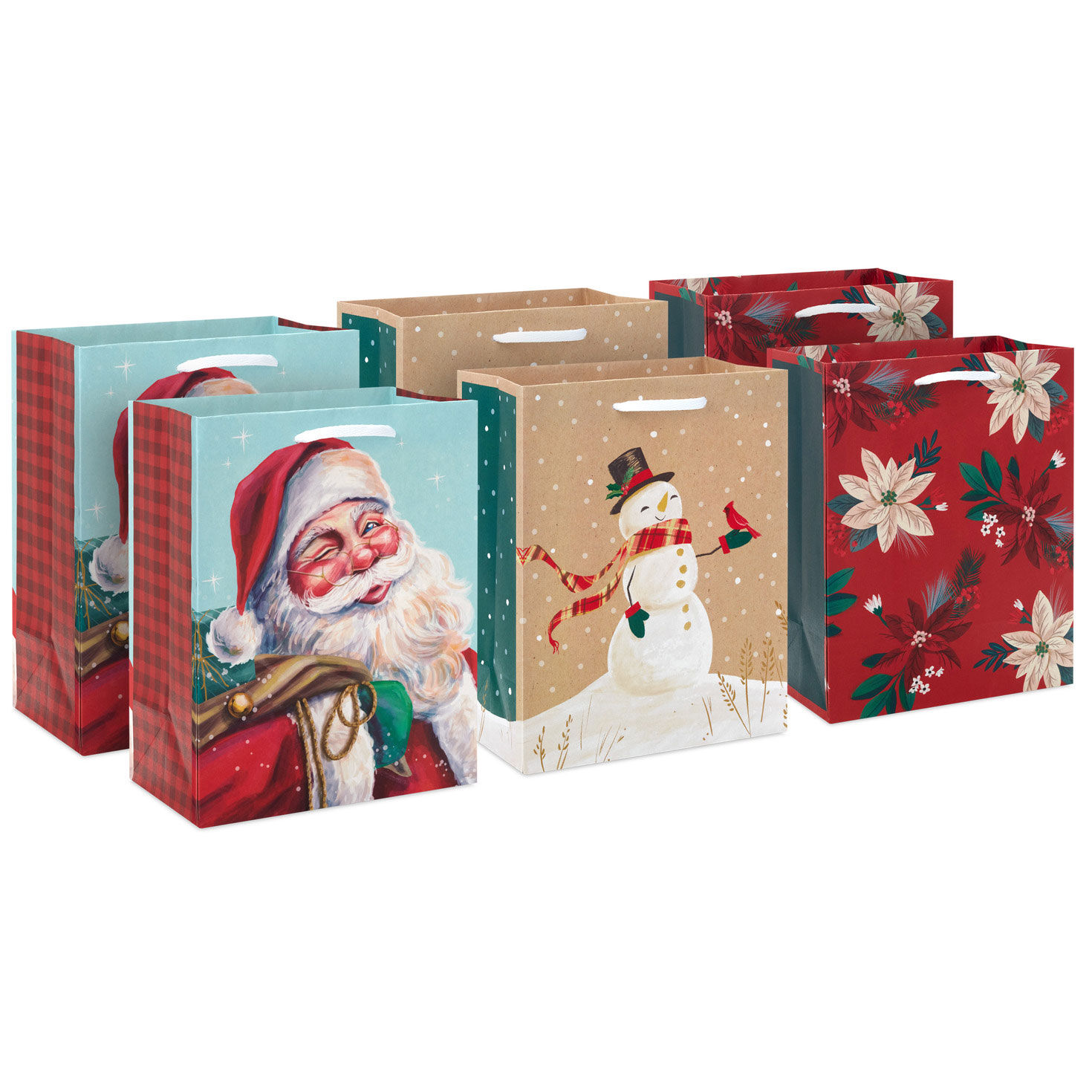 8.8" Christmas Traditions 6-Pack Assortment Medium Gift Bag Bundle