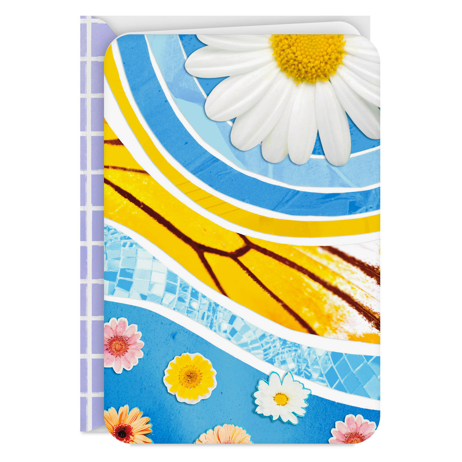 Flowers and Butterfly Wing Collage Blank Card