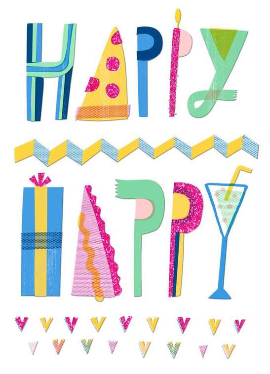Happy Happy Birthday Card, , large image number 1