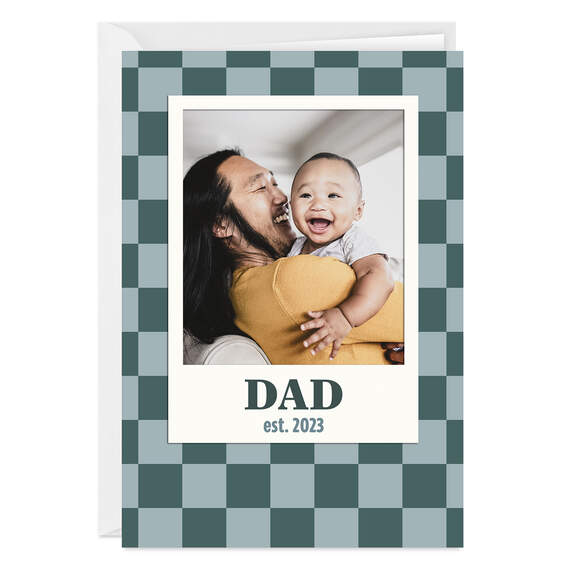 Green Checkerboard Folded Photo Card