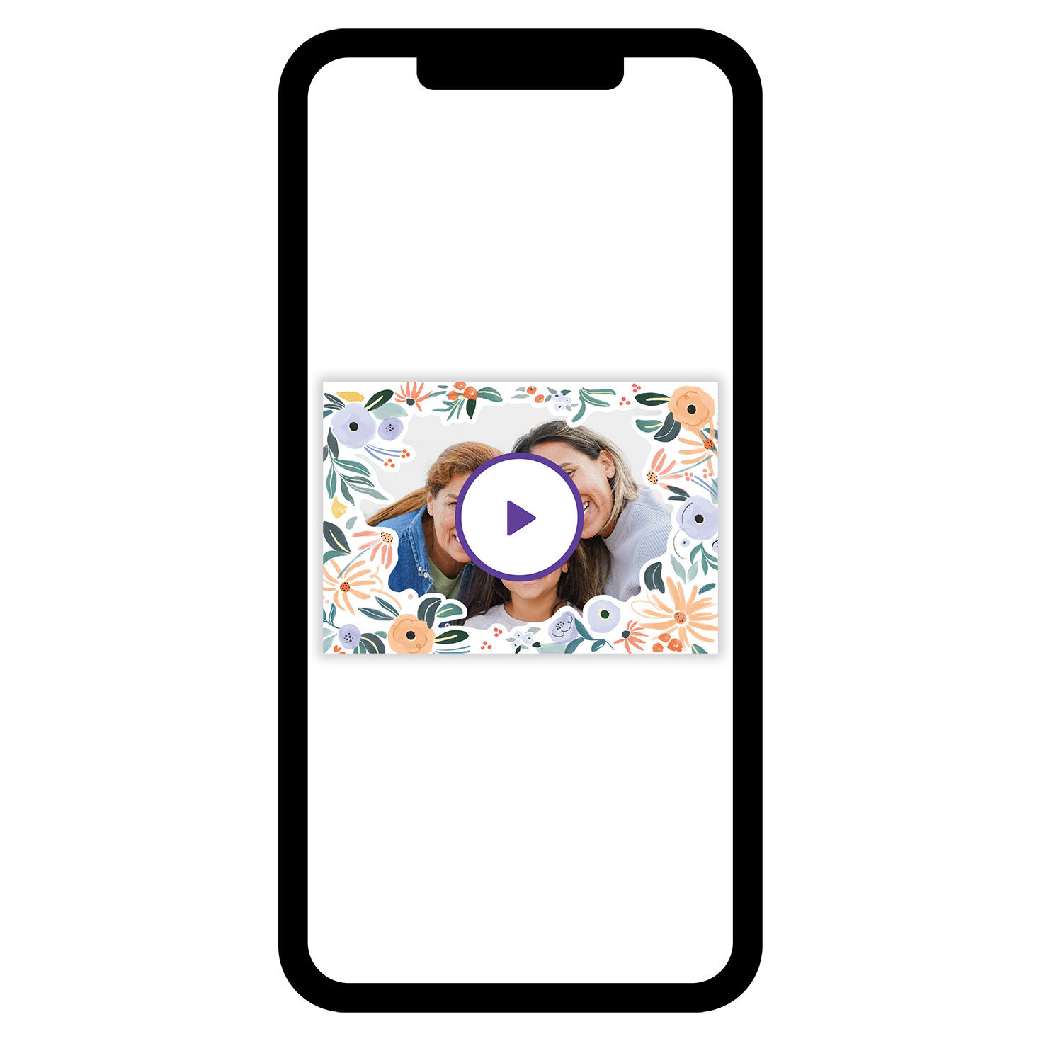 Flower Border Personalized Mother's Day Card phone with card front image number 1