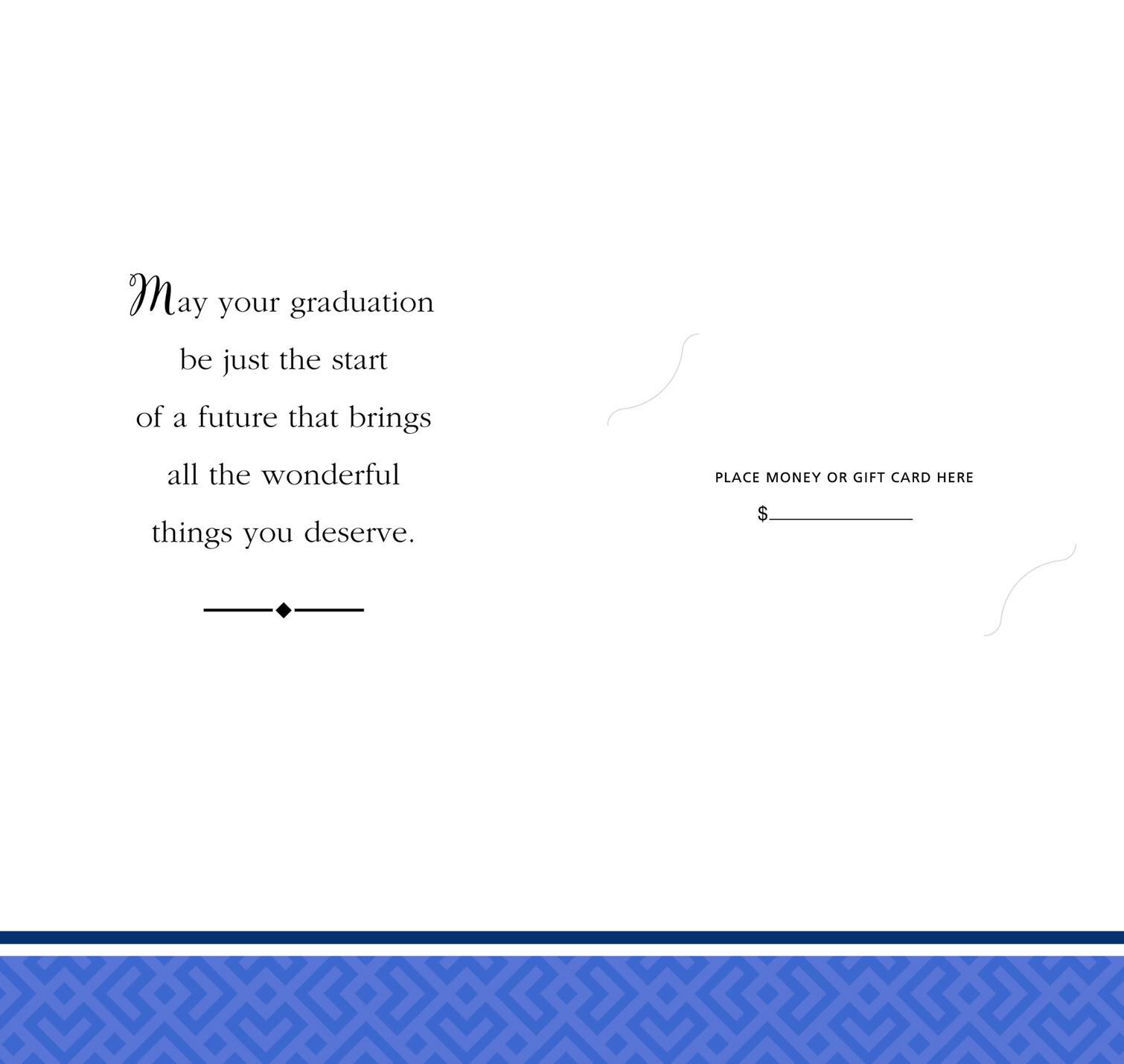 Blue Diamond Money Holder Graduation Card, Pack of 10