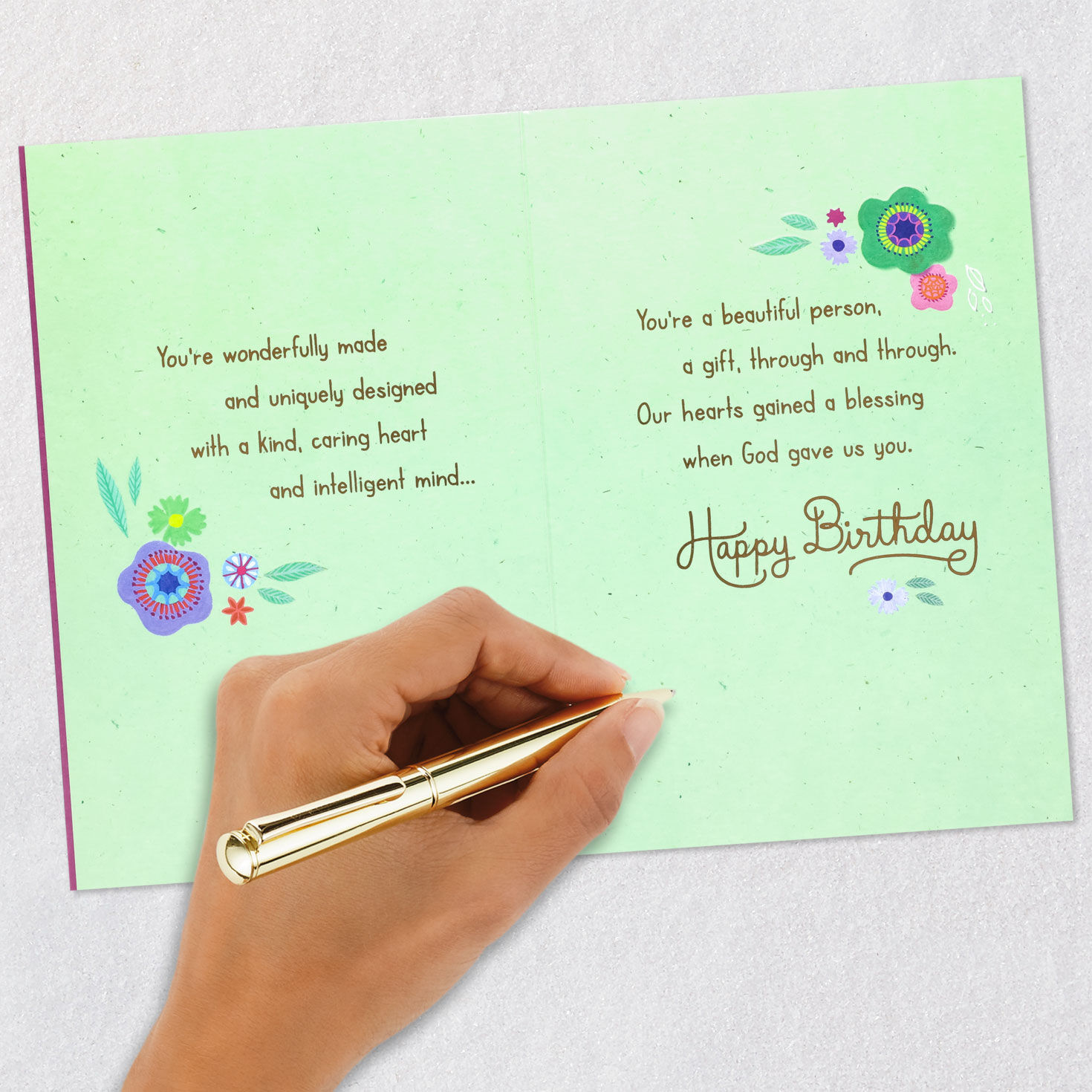 Floral Religious Birthday Card for Granddaughter Signing card image number 7