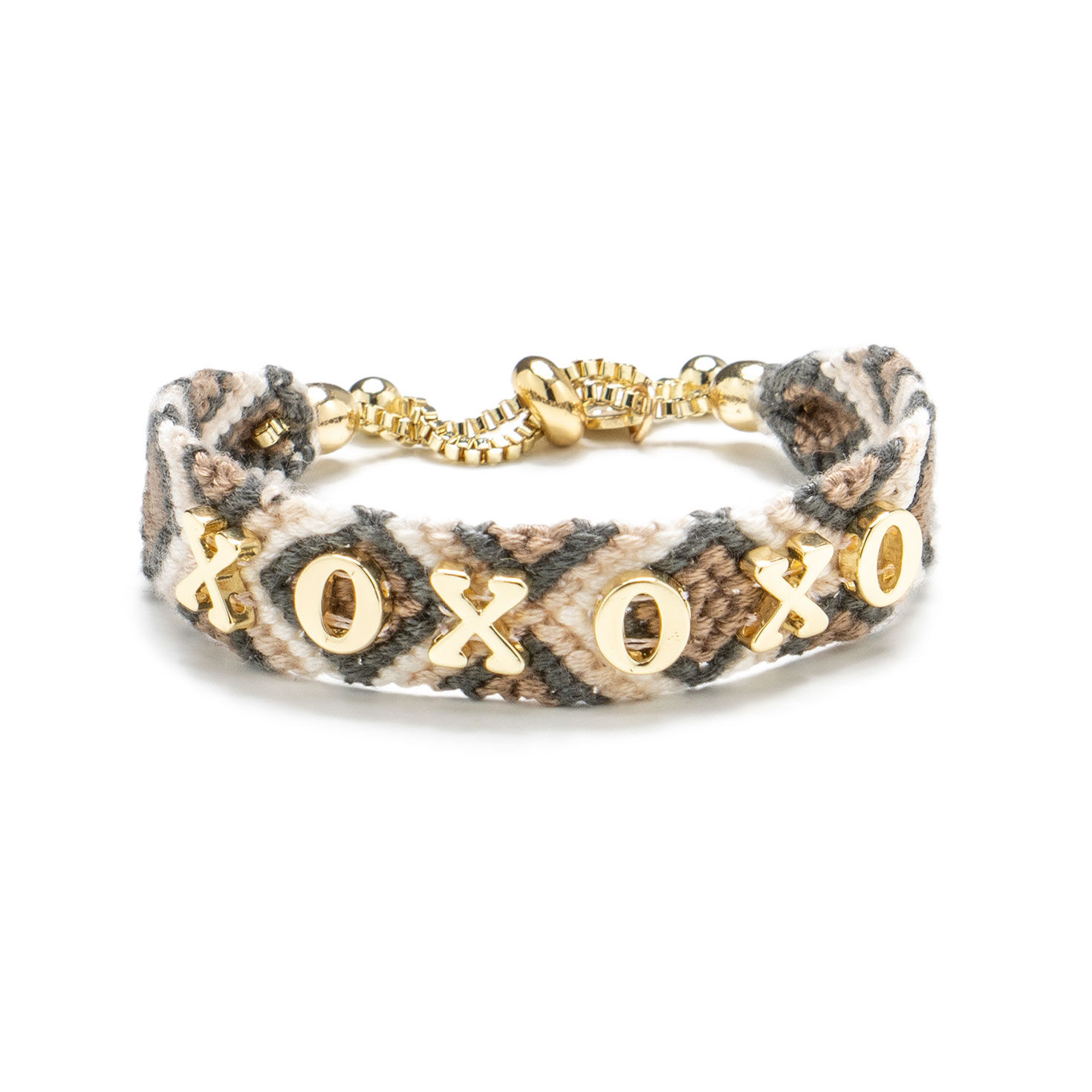 Neutral Colors Woven Bracelet With XOXO Charms  image number 1