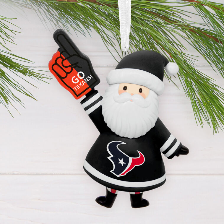 Houston Texans Santa Fan Christmas Ornament hanging on tree image number 2