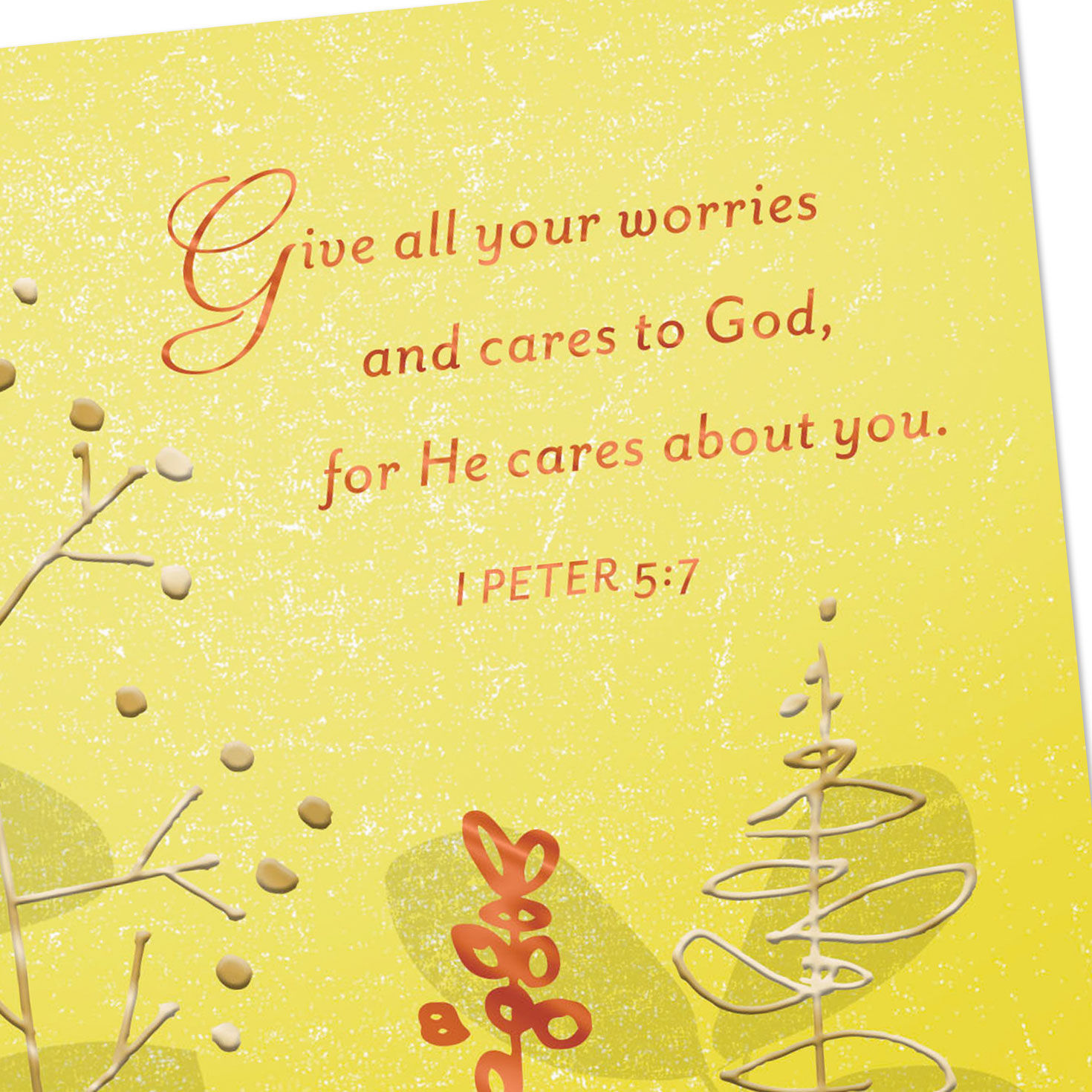 Vines on Yellow Christian Encouragement Card Card Front Detail image number 4