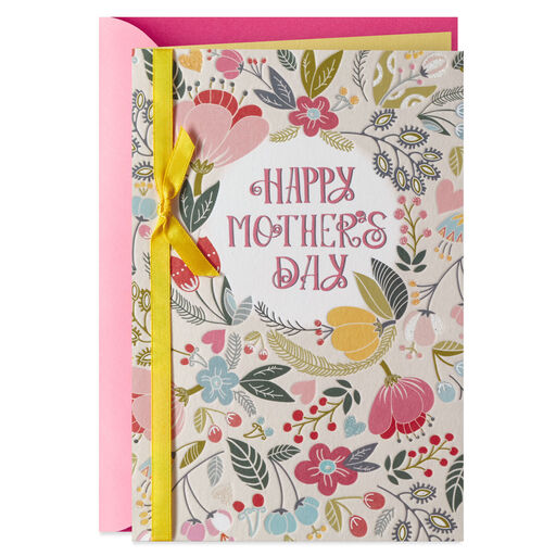 Embossed Flower Border Blank Mother's Day Card, 