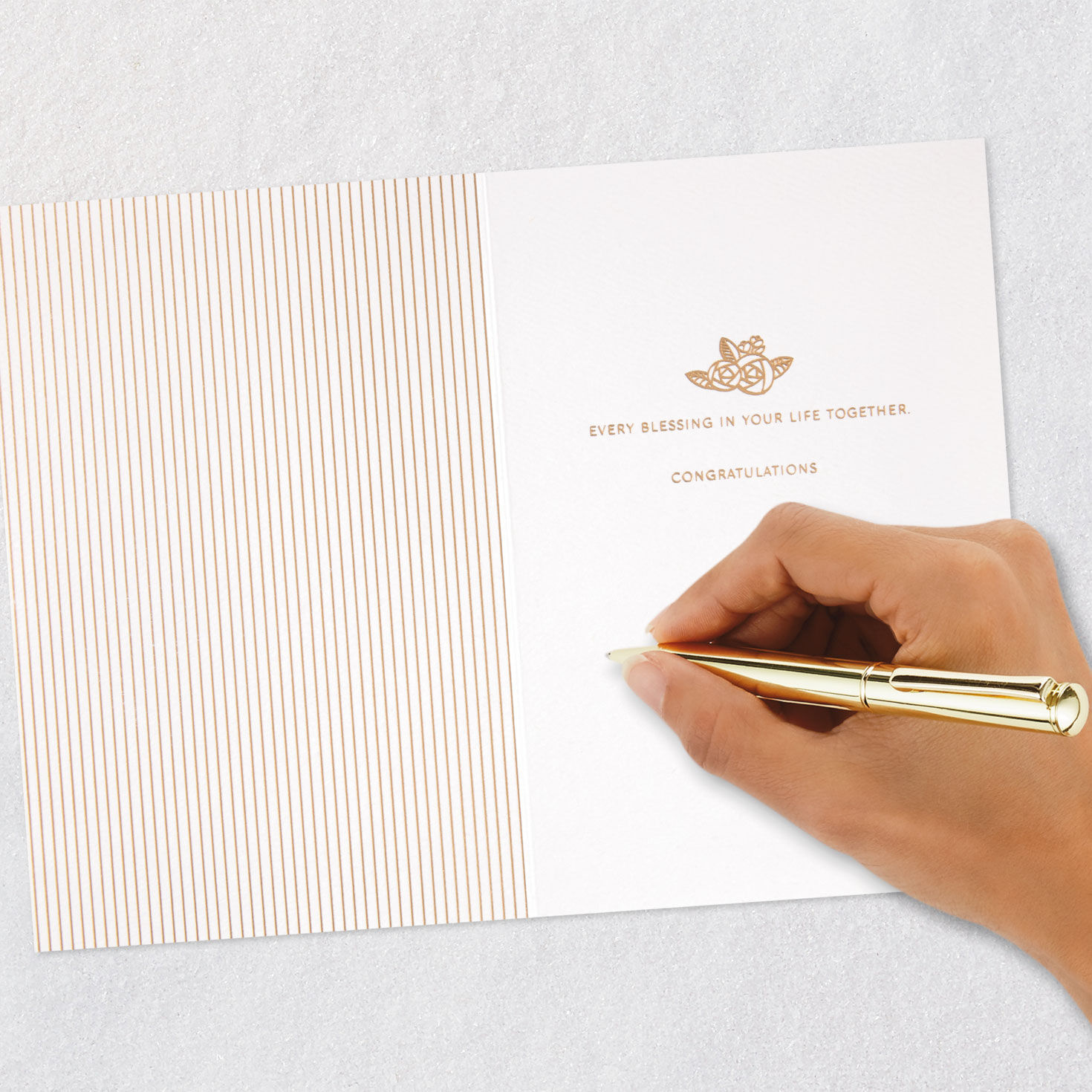 White Church with Gold Flowers Wedding Card Signing card image number 6