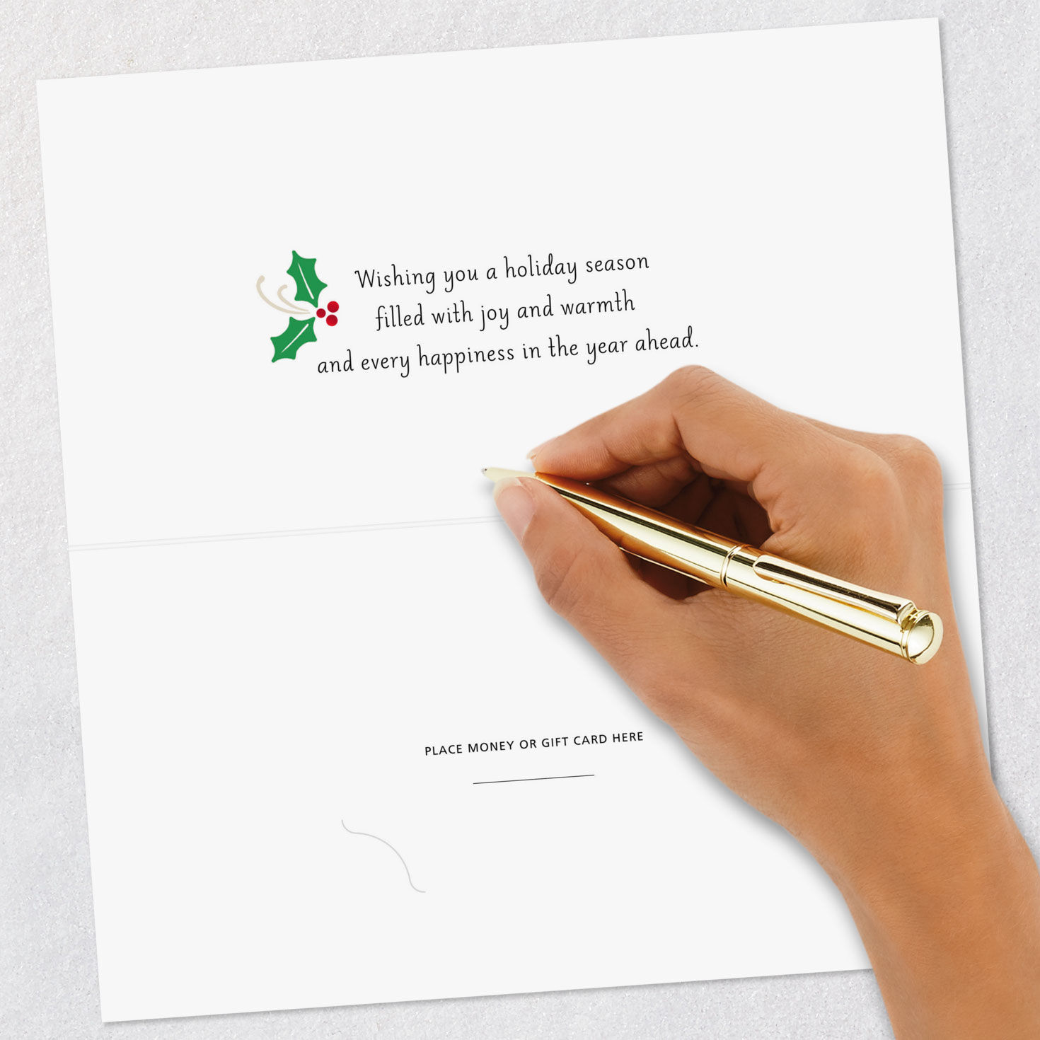 Red With Green Holly Christmas Money Holder Card Signing card image number 7
