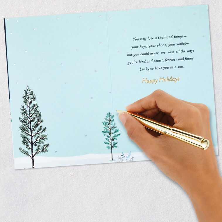 Cabin in Snow Son Christmas Card Signing card image number 6