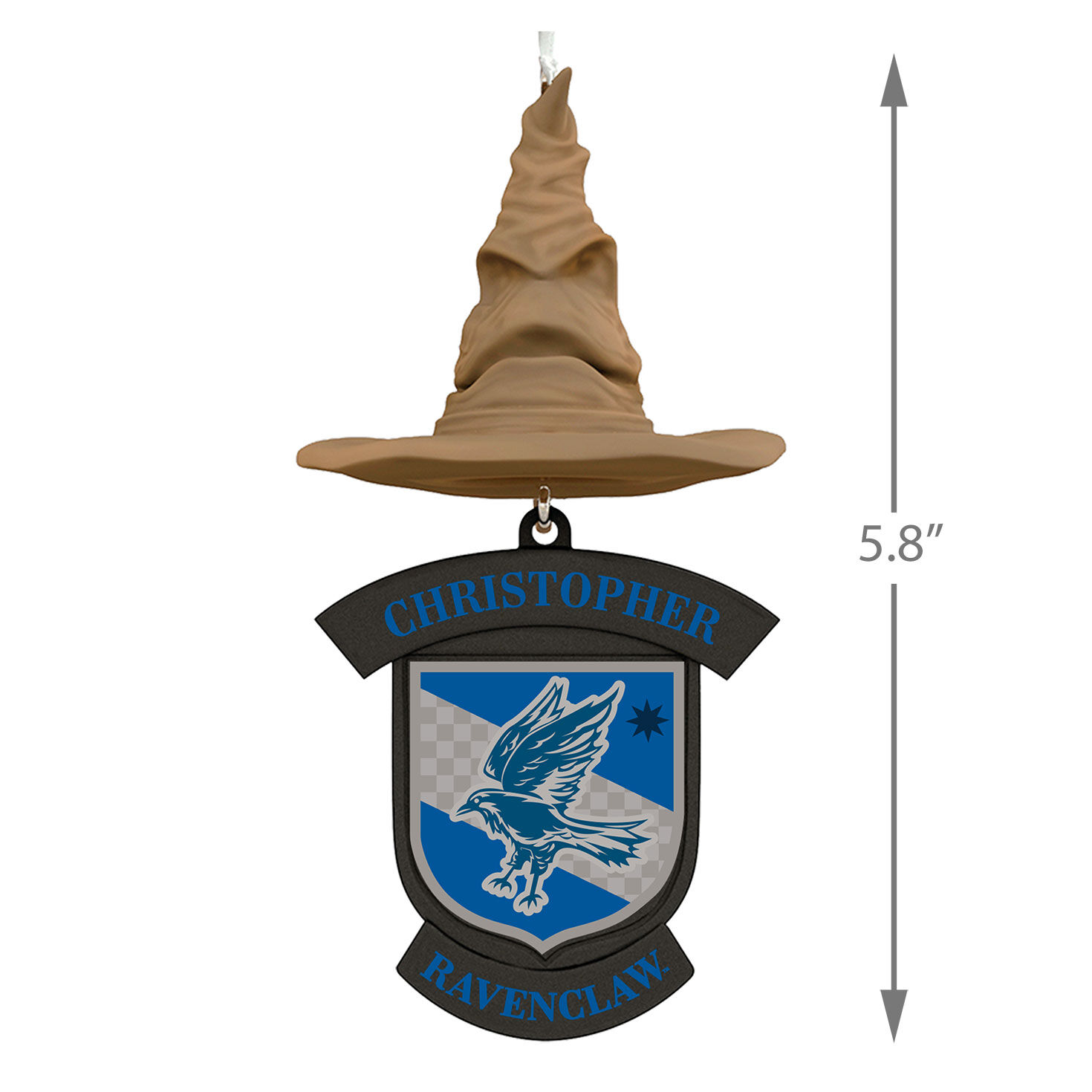 Harry Potter&trade; Sorting Hat Personalized Text Ornament, Ravenclaw&trade; measurement image number 3