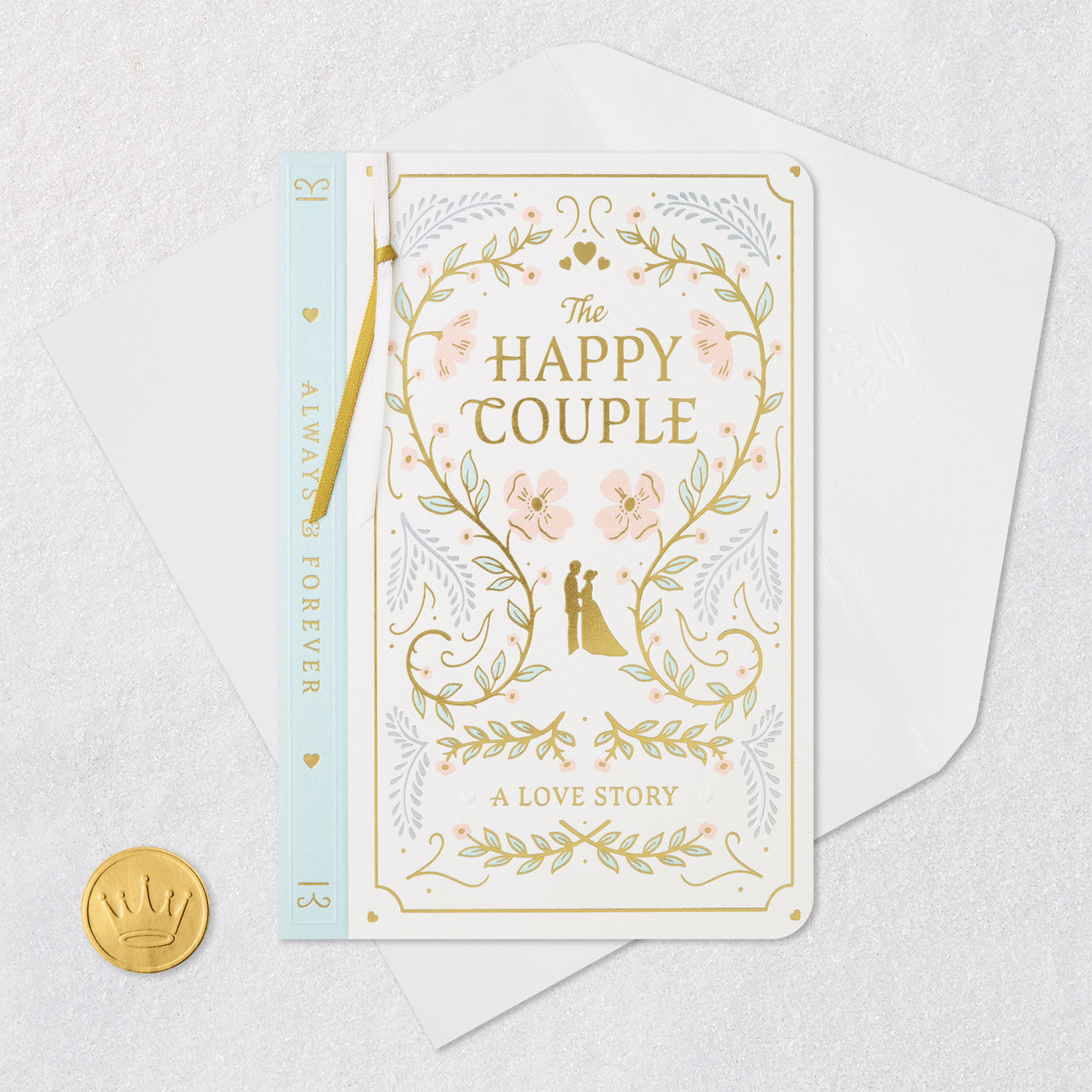 Fairy Tale Book Wedding Card for Couple Card Front with Envelope and Gold Seal image number 5