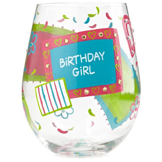 Lolita® Birthday Girl Hand-Painted Stemless Wine Glass, 20 oz., , large image number 1