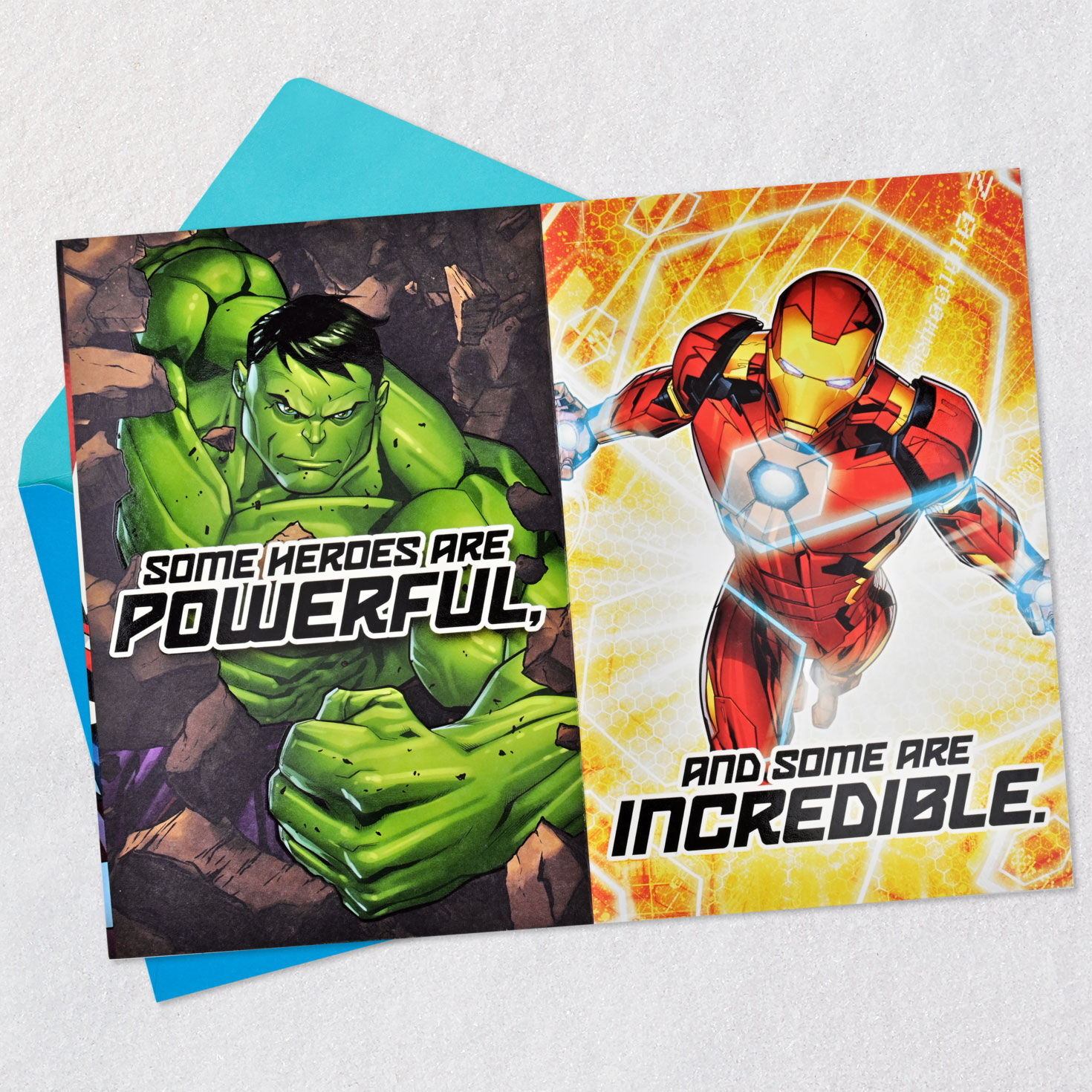 Marvel Avengers Super Heroes Kids Birthday Card Open card with envelope image number 2