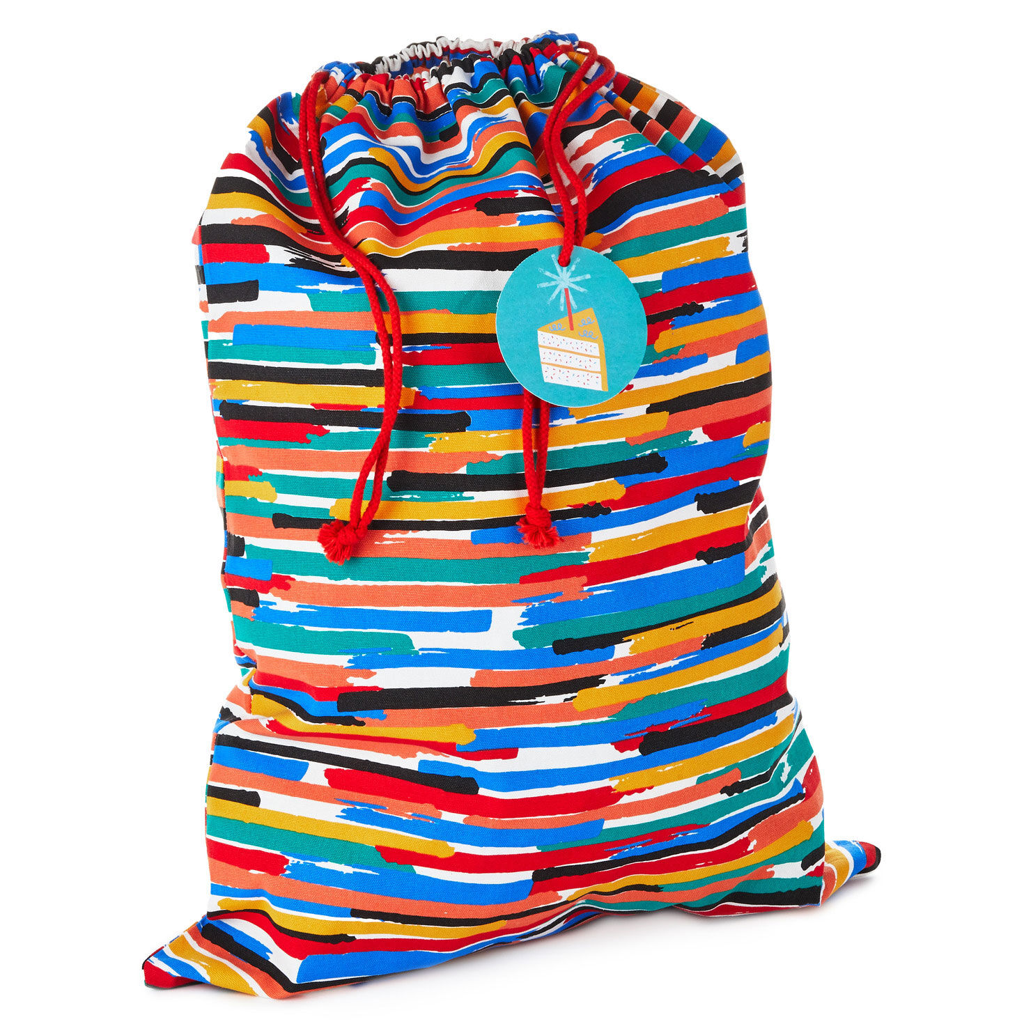 28" Colorful Stripes Fabric Gift Bag With Tag Gift Bags Hallmark