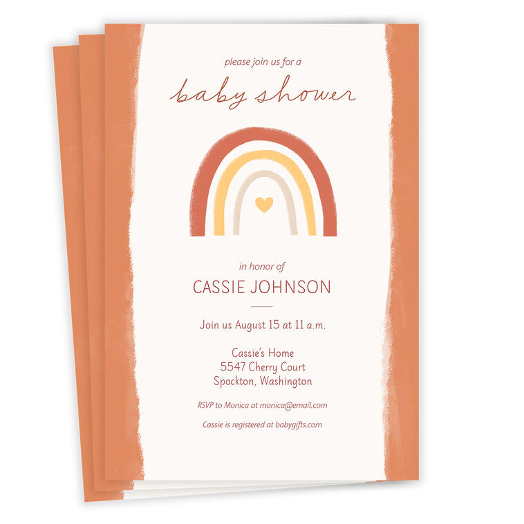 Rainbow With Heart Baby Shower Invitation