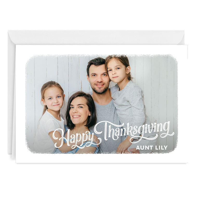 White Frame Horizontal Custom Thanksgiving Card