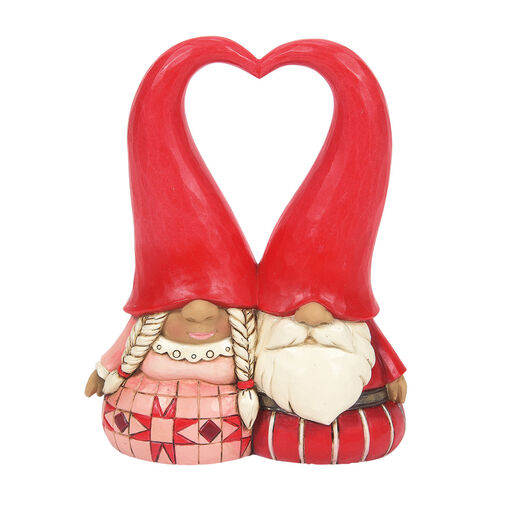 Jim Shore Gnome Couple With Heart Hats Figurine, 4", 