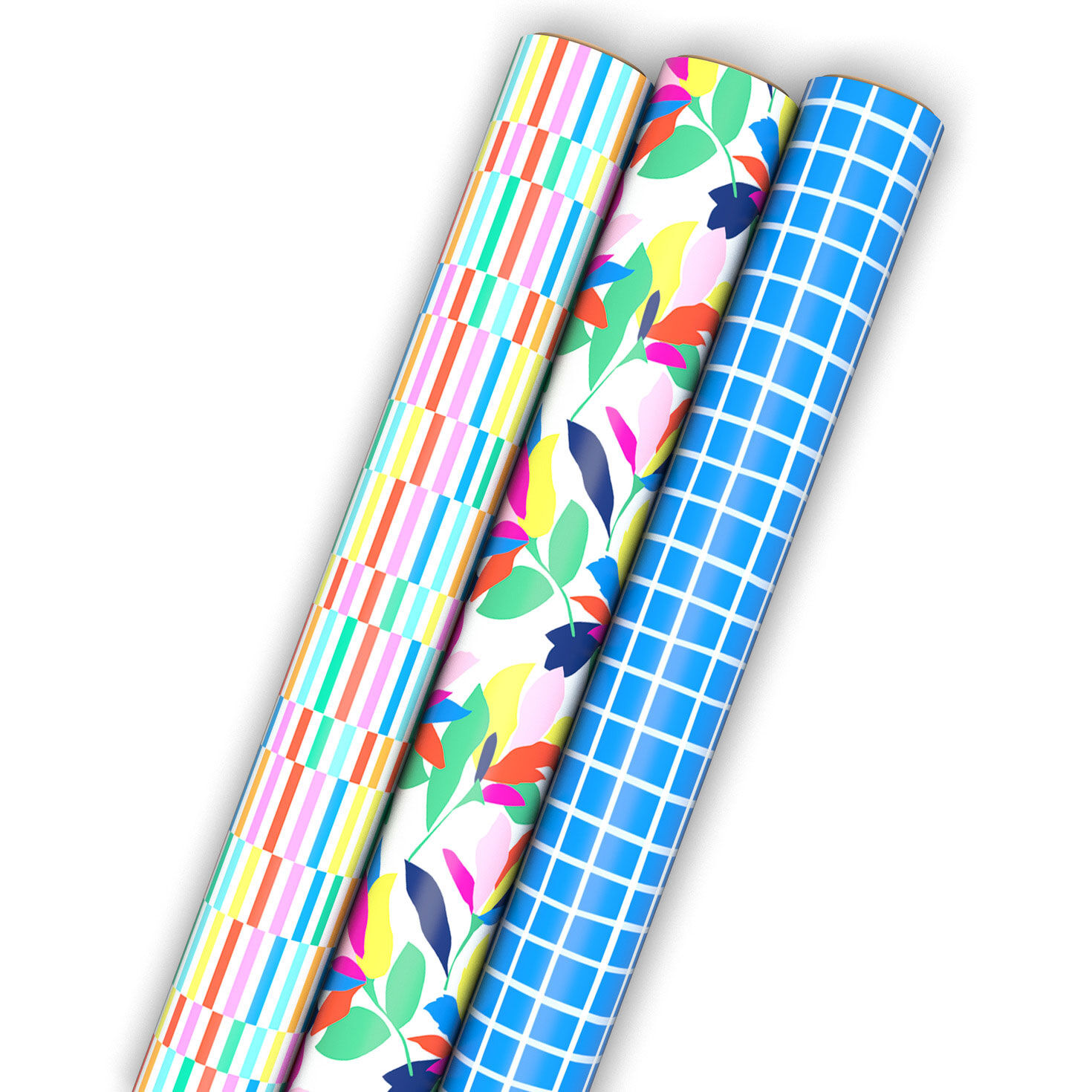 Springtime Brights 3-Pack Assorted Wrapping Paper Mini Roll Bundle, 45 sq. ft. total for only USD 12.99 | Hallmark