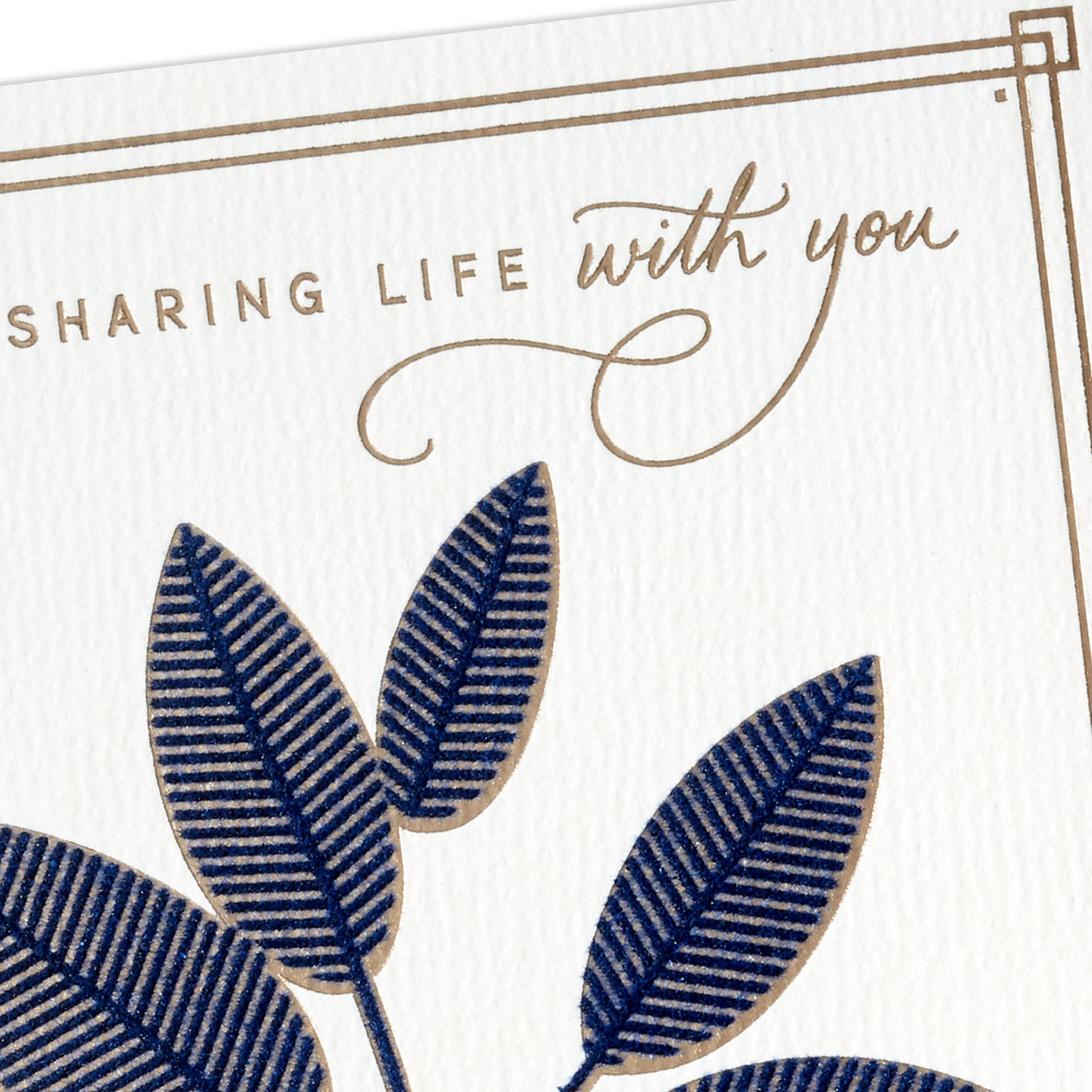 Blue and Gold Leaves Anniversary Card for Husband Card Front Detail image number 5