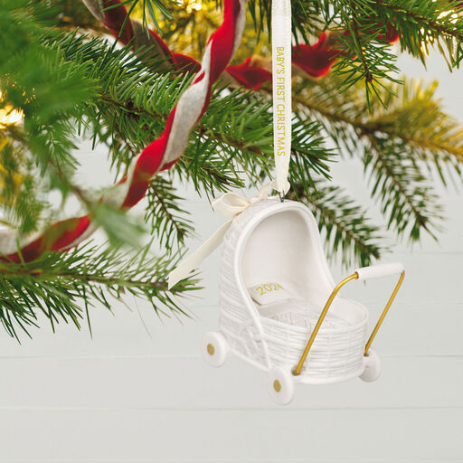 Baby's First Christmas Pram 2024 Porcelain Ornament, 