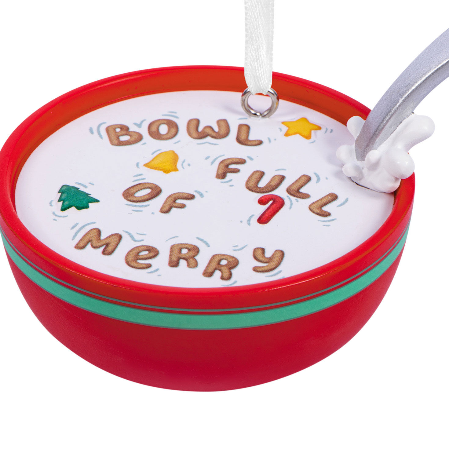Cereal Bowl Full of Merry Christmas Ornament closeup view image number 5