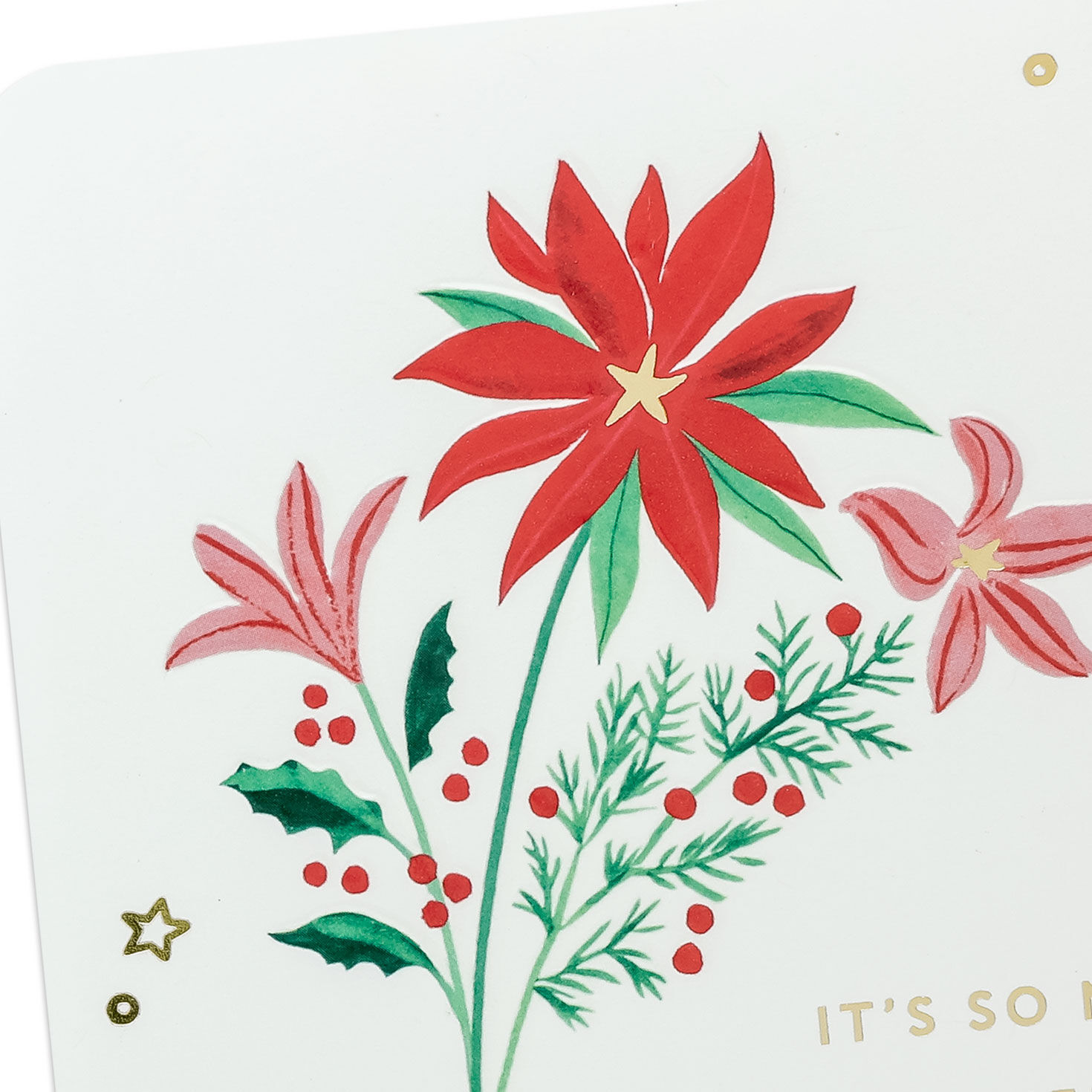 Red and Pink Flowers in House Vase Christmas Card Card Front Detail image number 4