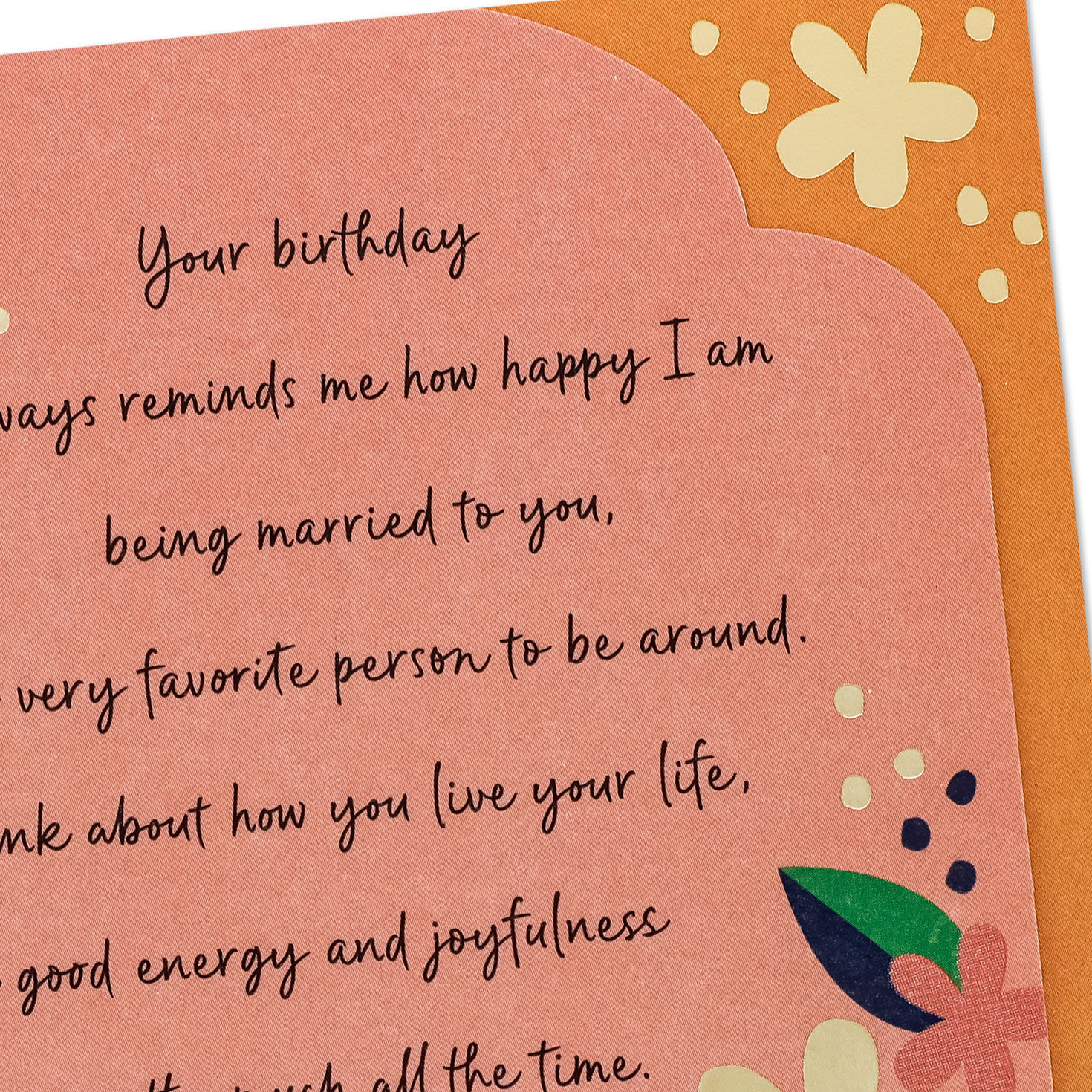 Flowers on Peach Birthday Card for Wife Open card with envelope image number 5