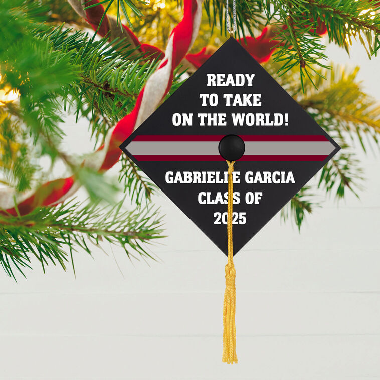 Graduation Cap Text Personalized Keepsake Ornament  image number 2
