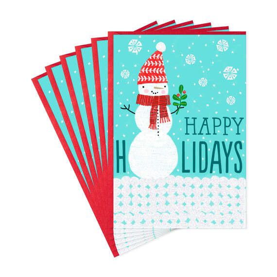 Happy Holidays Snowman Christmas Cards, Pack of 6, , large image number 1