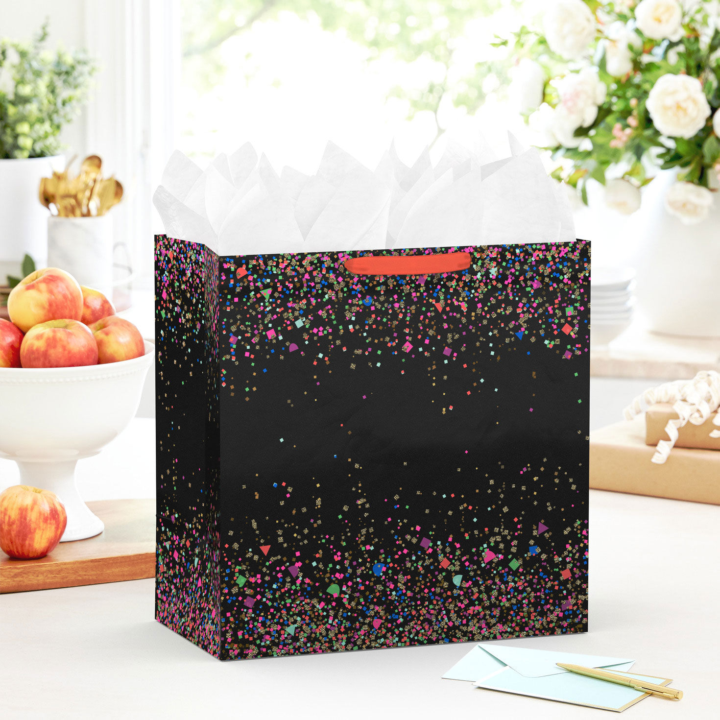 Extra-Deep Black Bag With Colorful Confetti in use image number 2