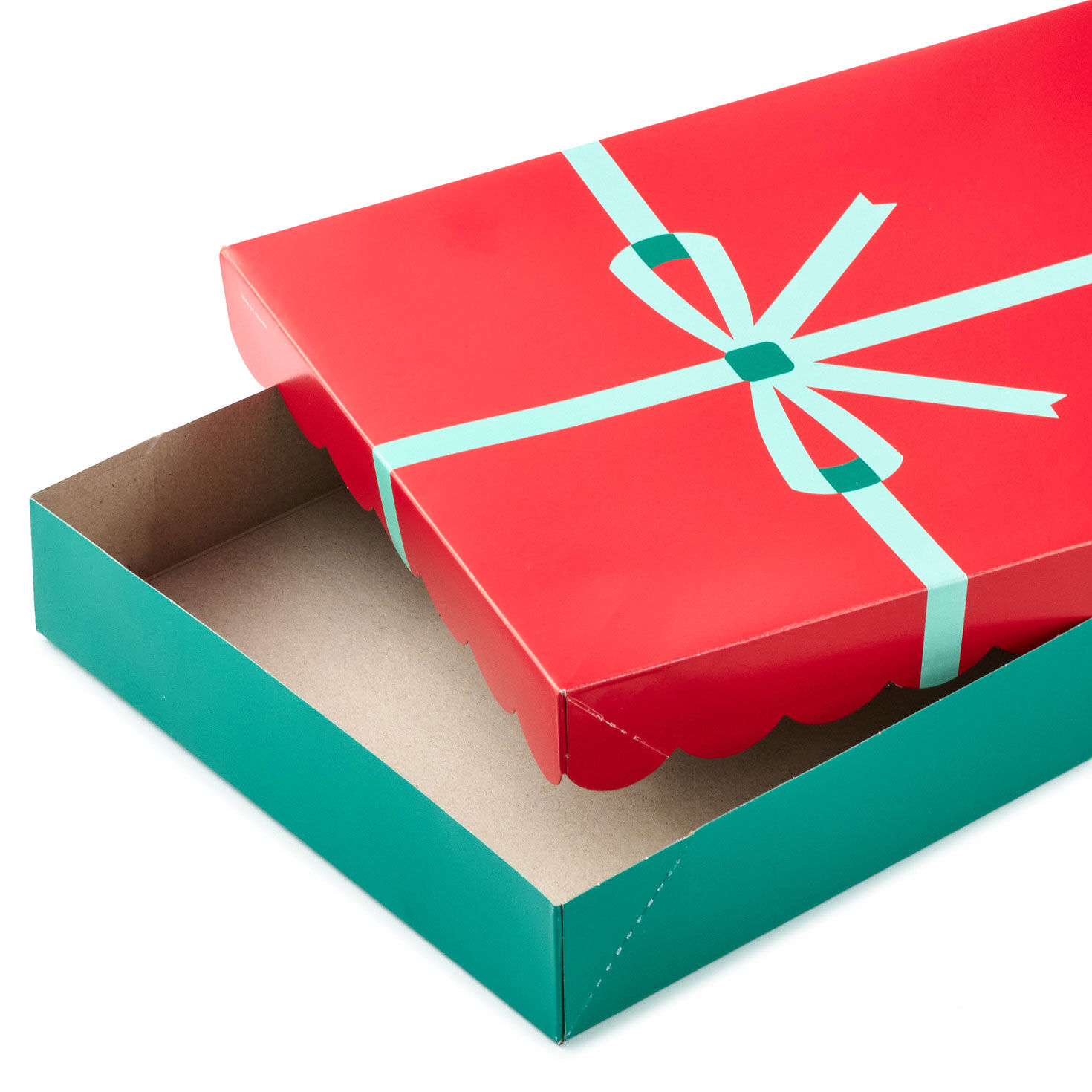 Scalloped Red and Green with Bows Holiday Gift Boxes open image number 3