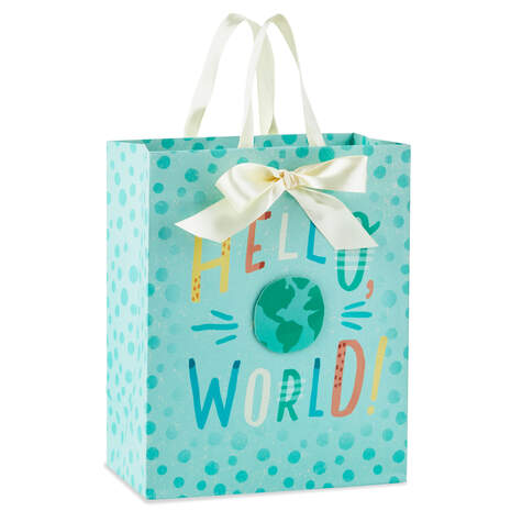 Hello World Medium Gift Bag, 9.6", , large