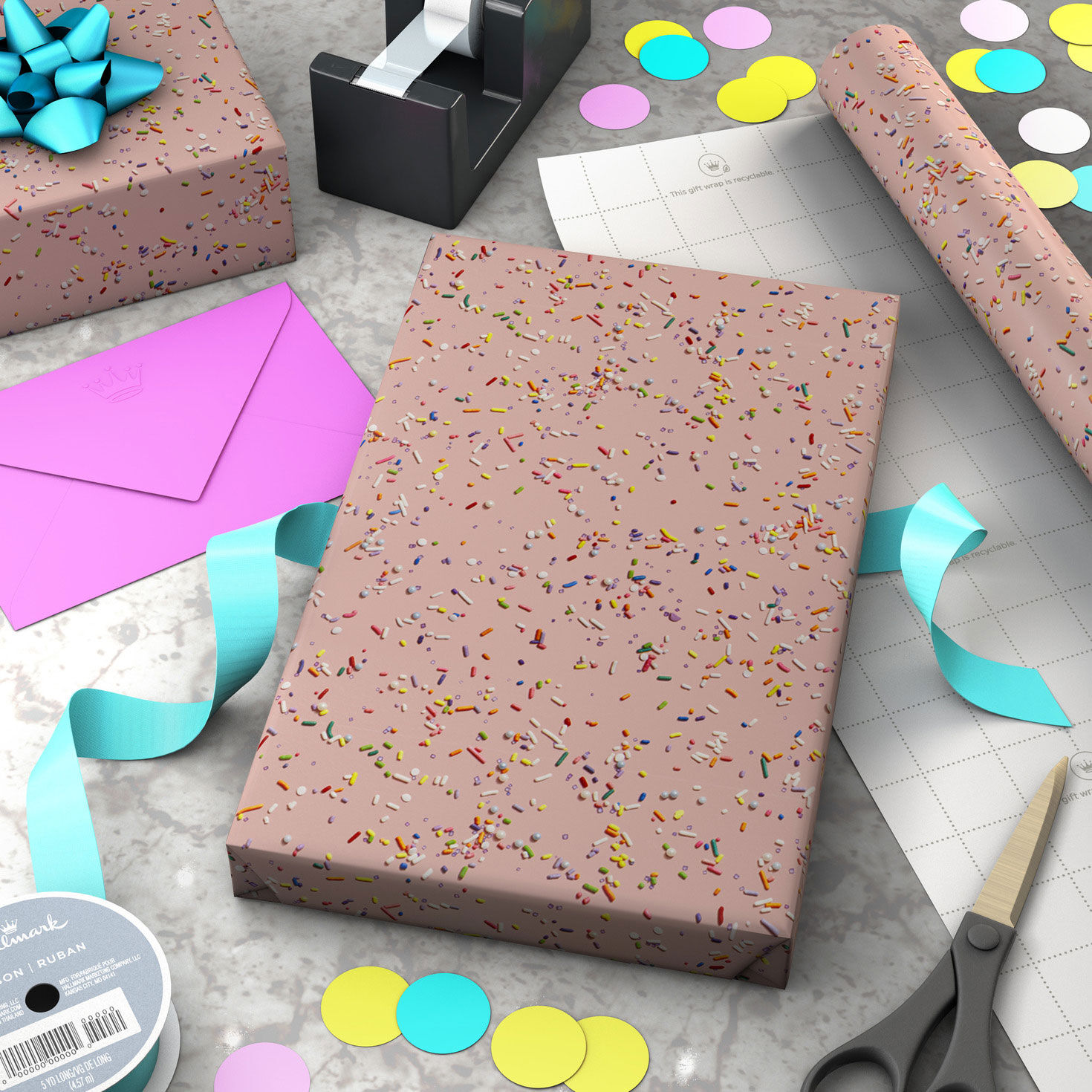 Cake Sprinkles on Pink Wrapping Paper, 20 sq. ft., , large image number 2
