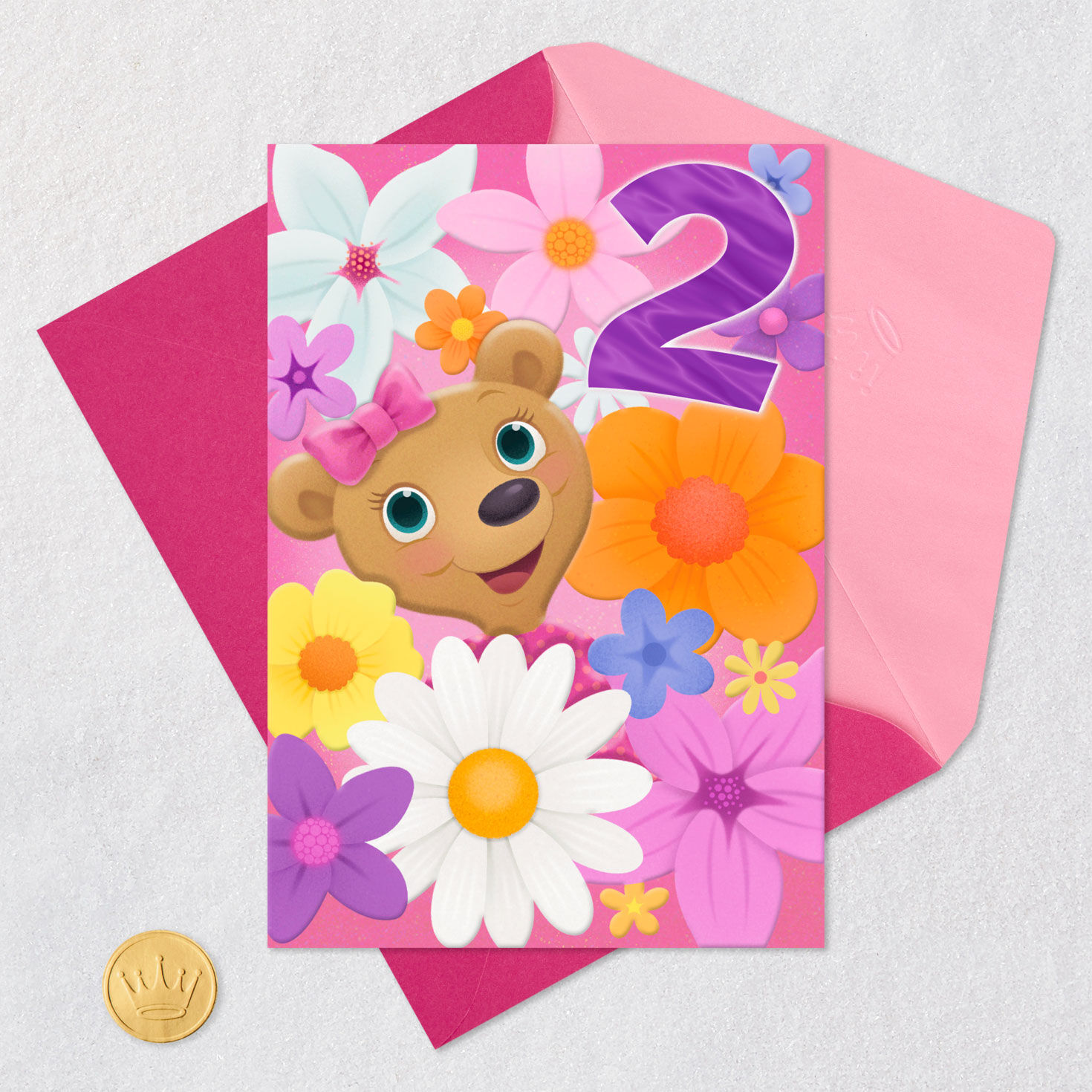 Teddy Bear and Flowers Girls 2nd Birthday Card  image number 6