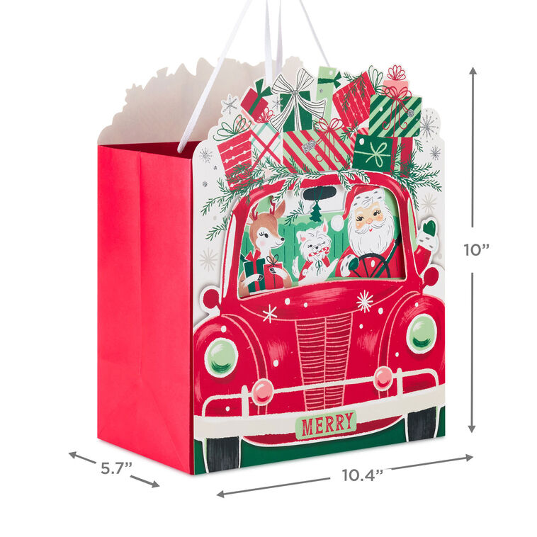 Road-Tripping Santa Large Square Christmas Gift Bag measurement image number 3