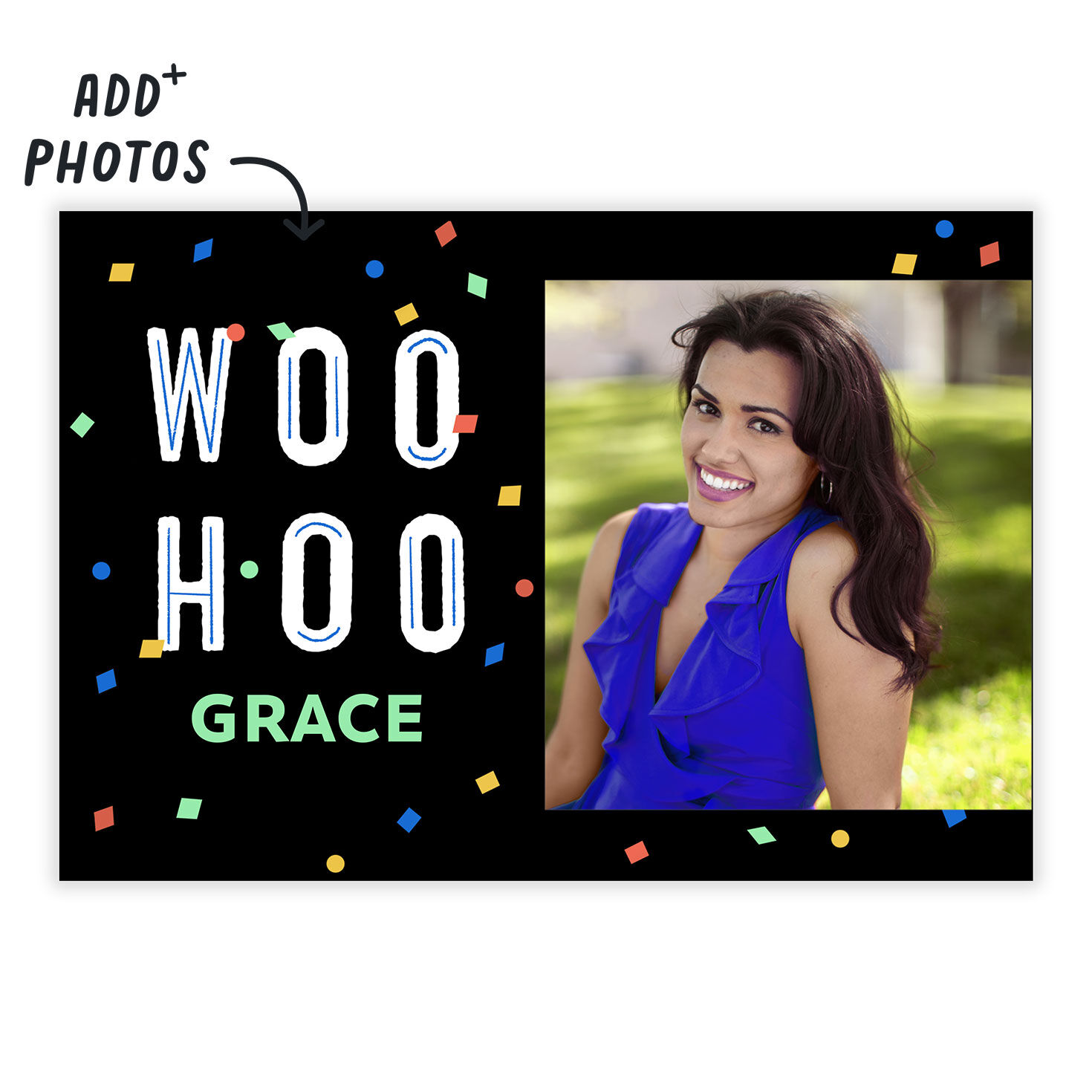 Personalized Confetti Celebration Photo Card  image number 2