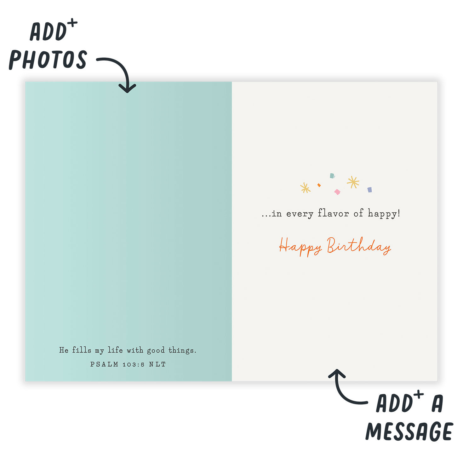 Every Flavor of Blessing Personalized Birthday Card Open Card indicating personalization image number 3