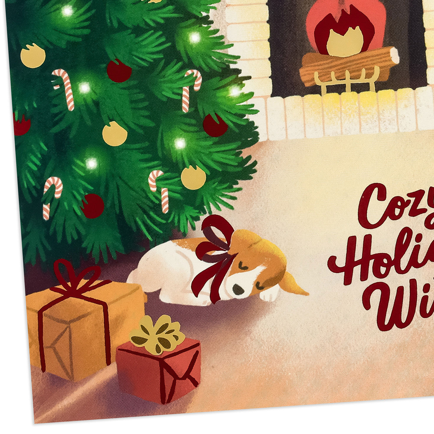 Fireplace and Tree Boxed Christmas Cards Cover Detail image number 4