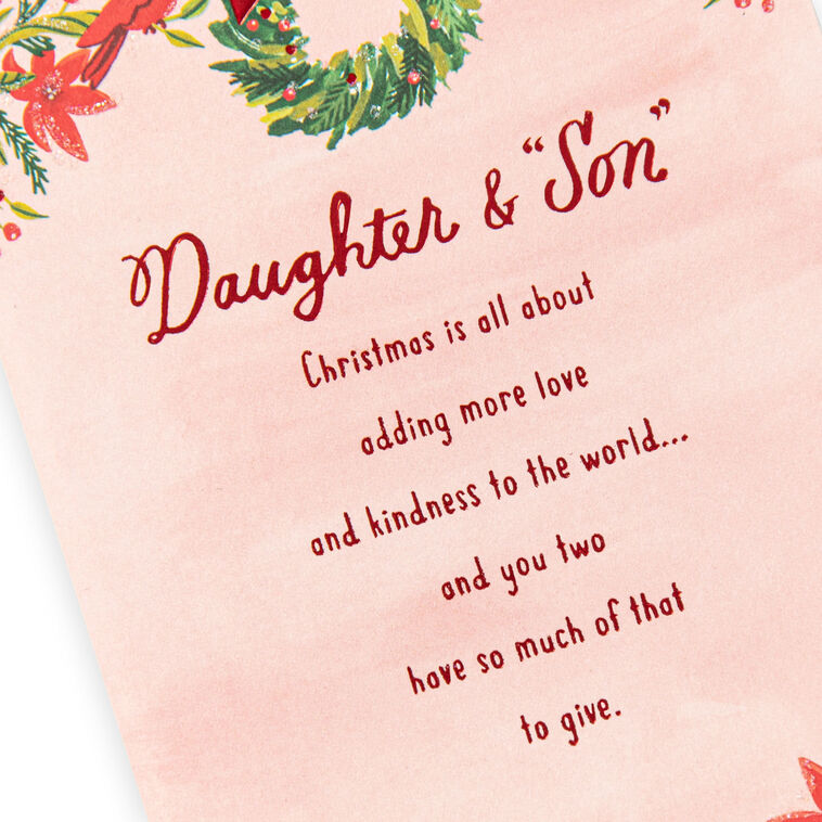 Cardinals and Wreath Daughter and Son-in-Law Christmas Card Card Front Detail image number 5