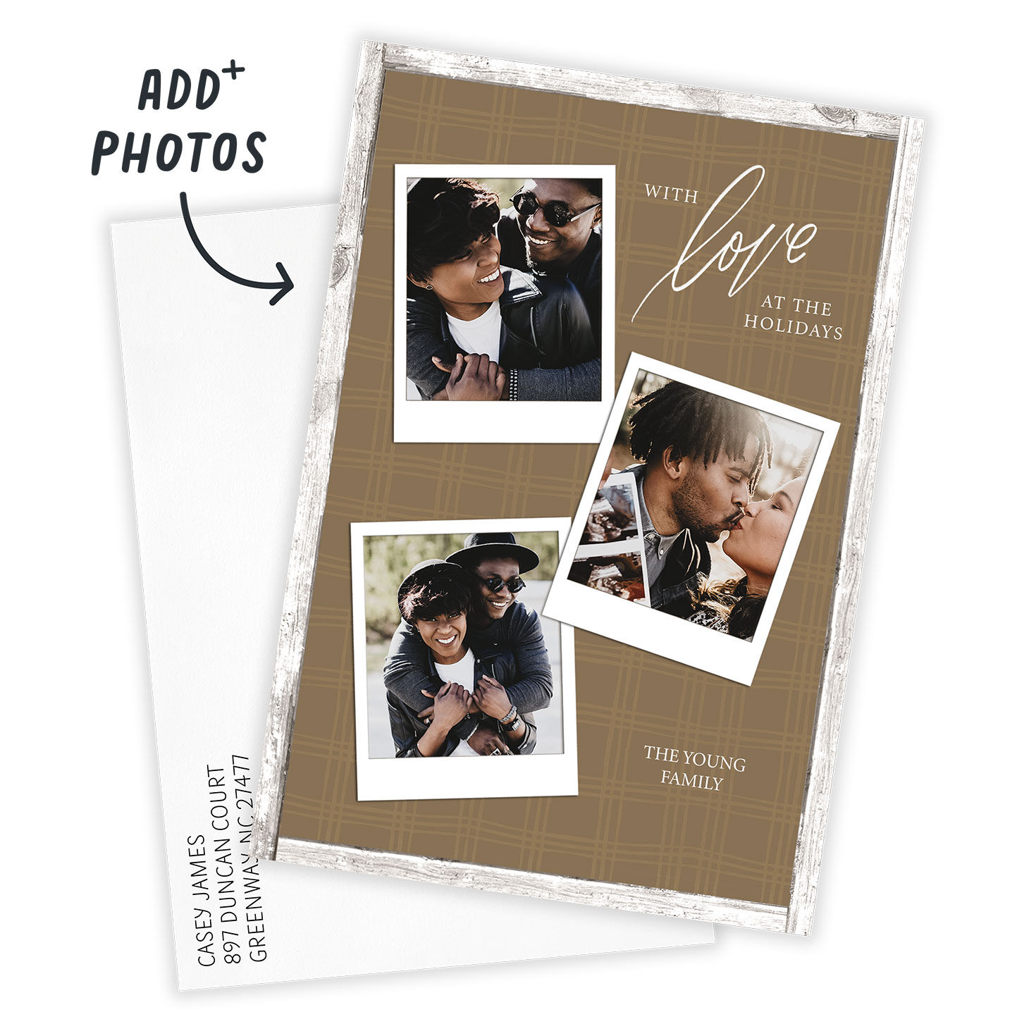 With Love Rustic Plaid Flat Holiday Photo Card, , large image number 2