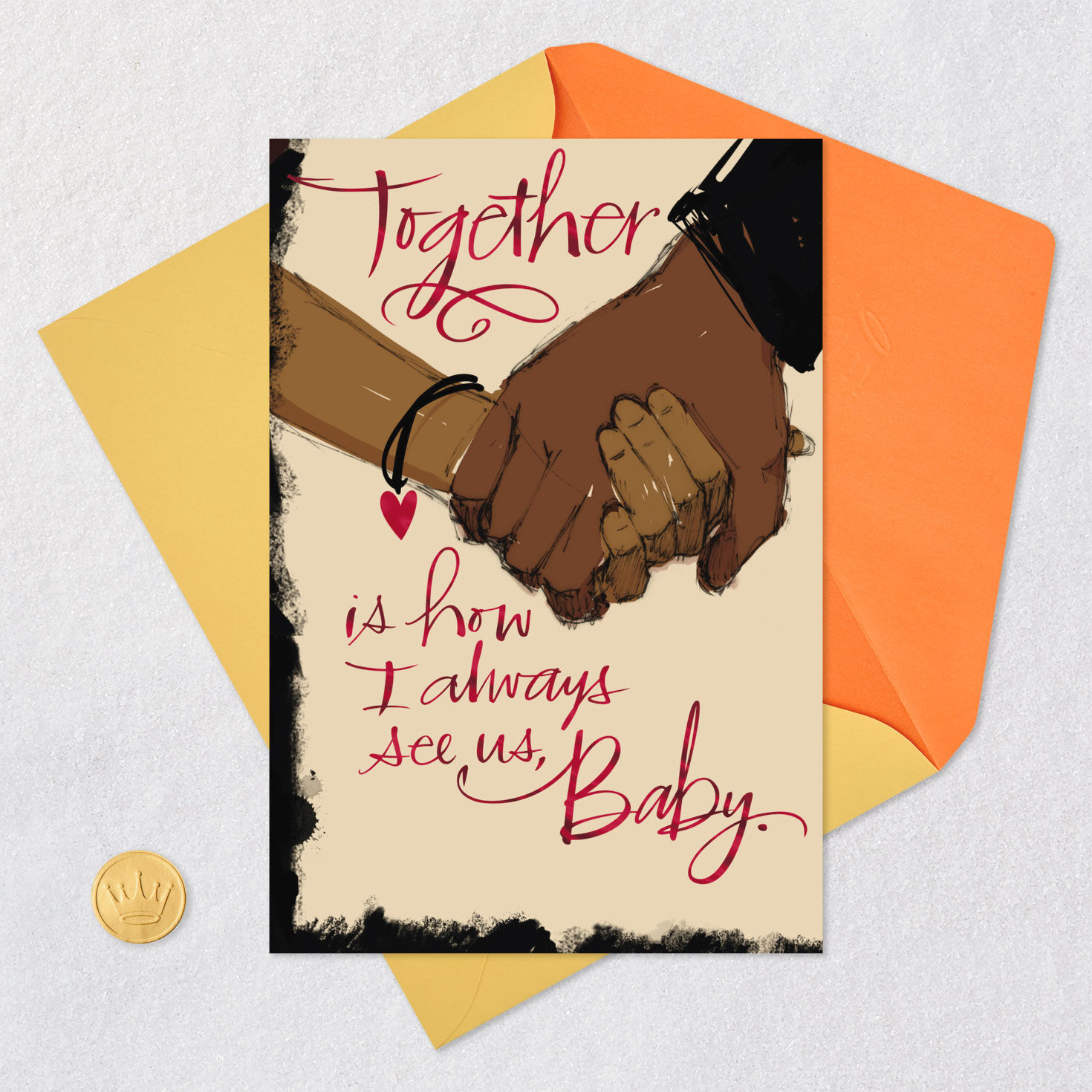 Couple Holding Hands Always Together Romantic Love Card Open card with envelope image number 5