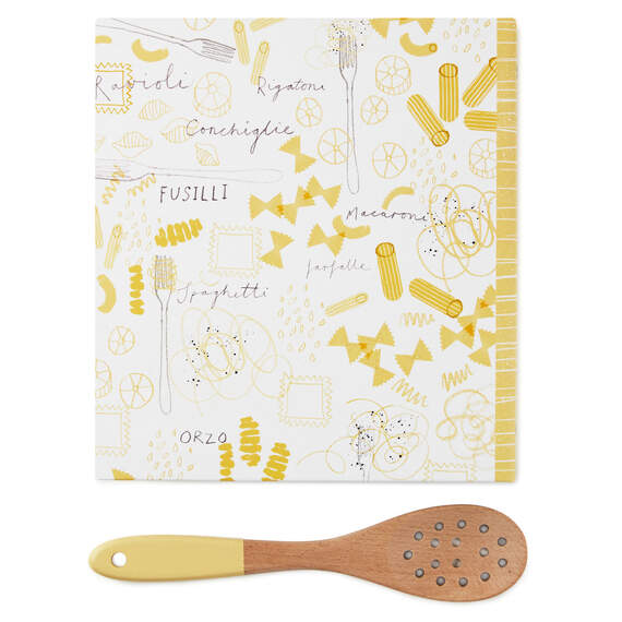 Pasta Recipe Organizer Book With Wooden Strainer Spoon, , large image number 4