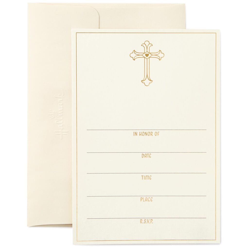 gold foil cross religious invitations pack of 10 invitations